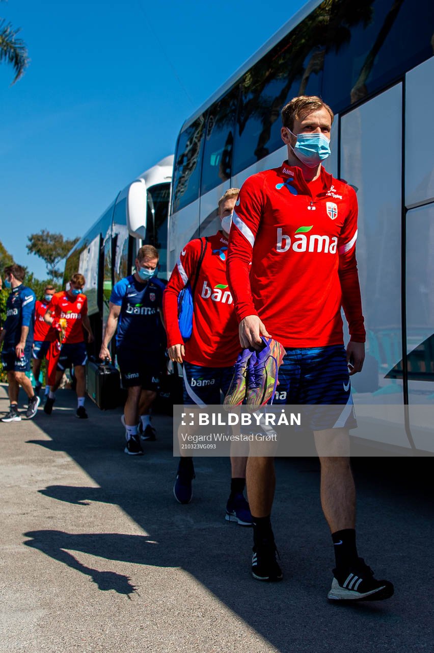 Iver Fossum of the Norwegian national football team wearing