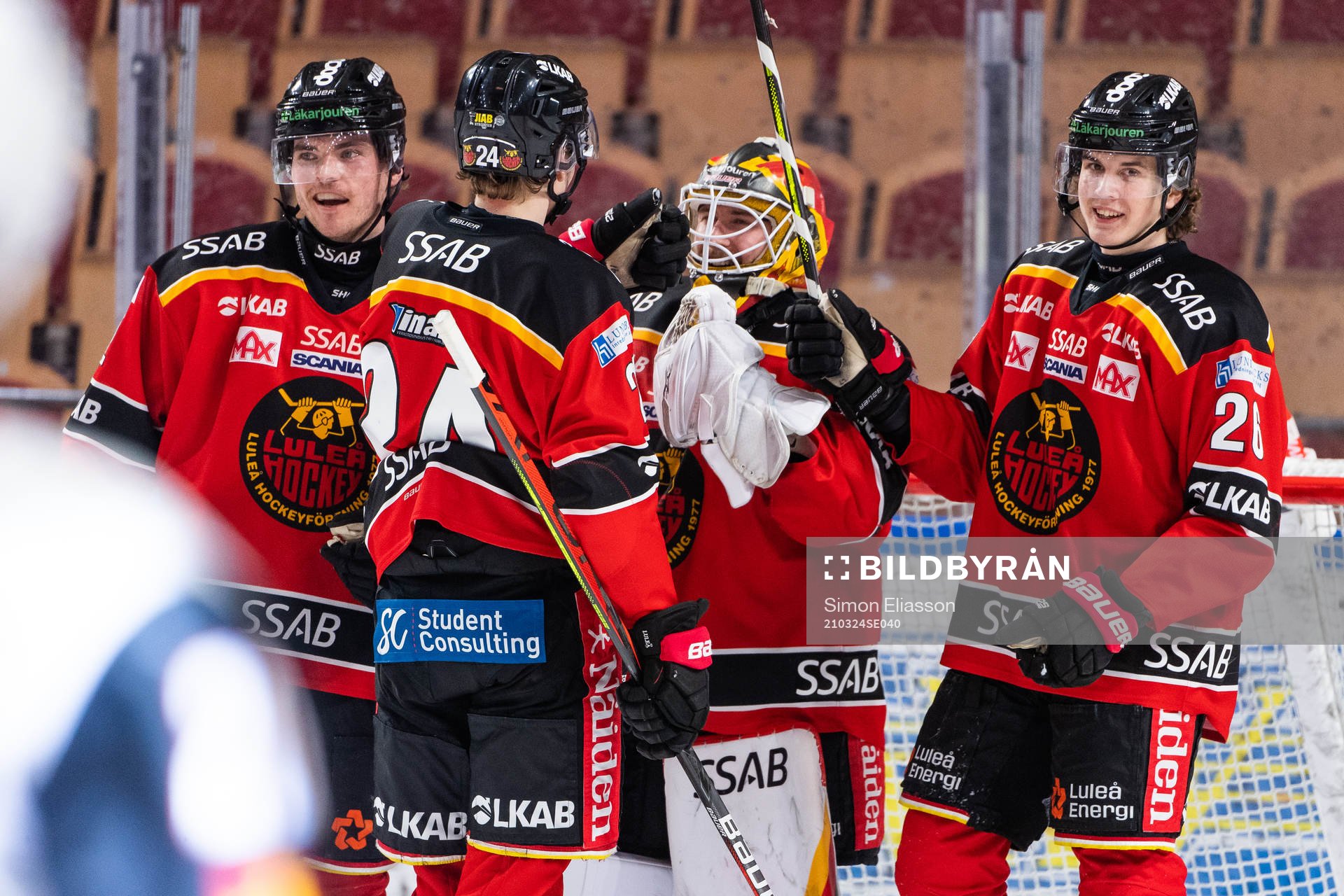 Luleås Oscar Engsund, Andreas Nilsson, målvakt Joel