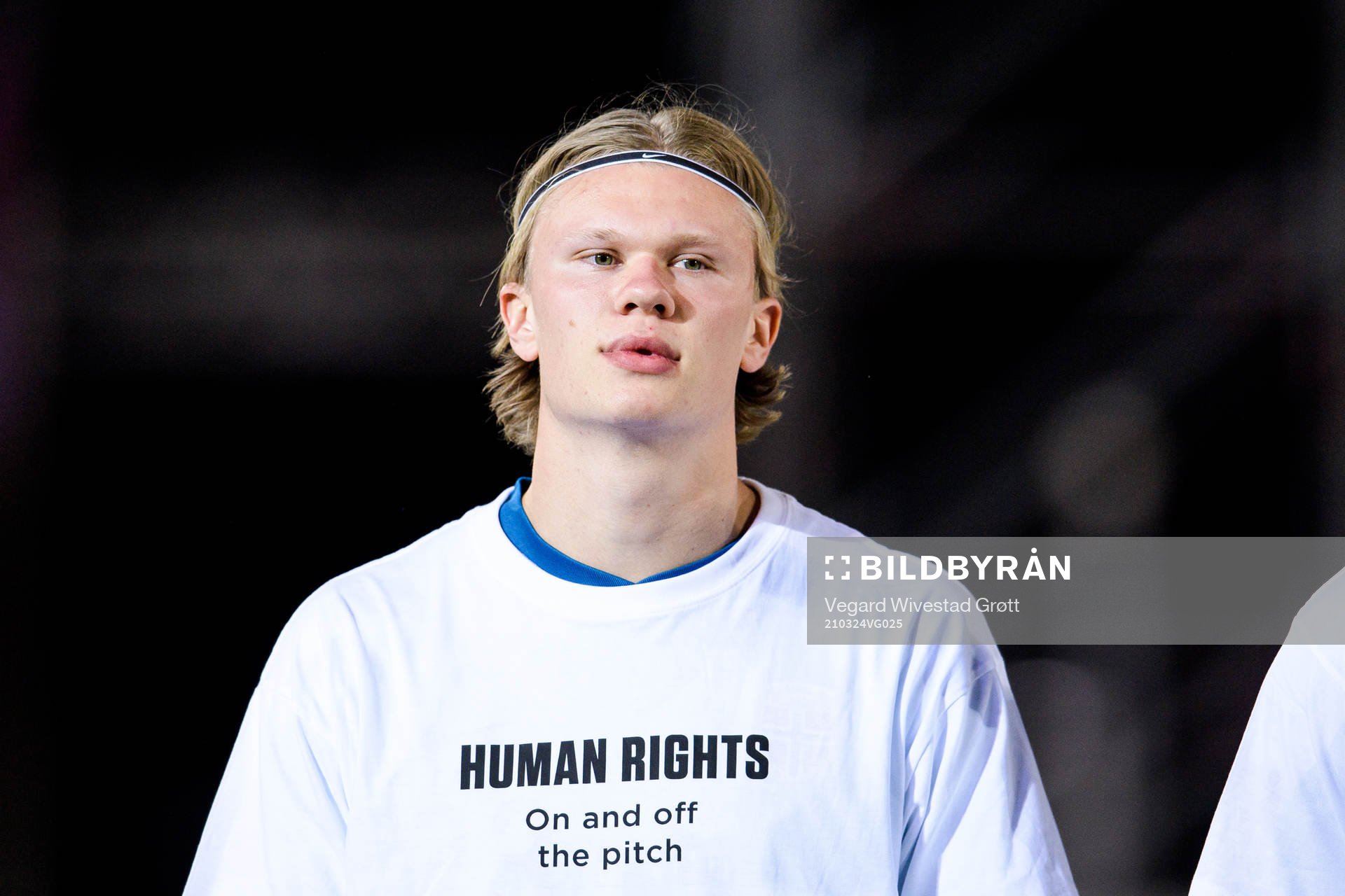 Erling Braut Haaland of Norway wearing a t-shirt with the