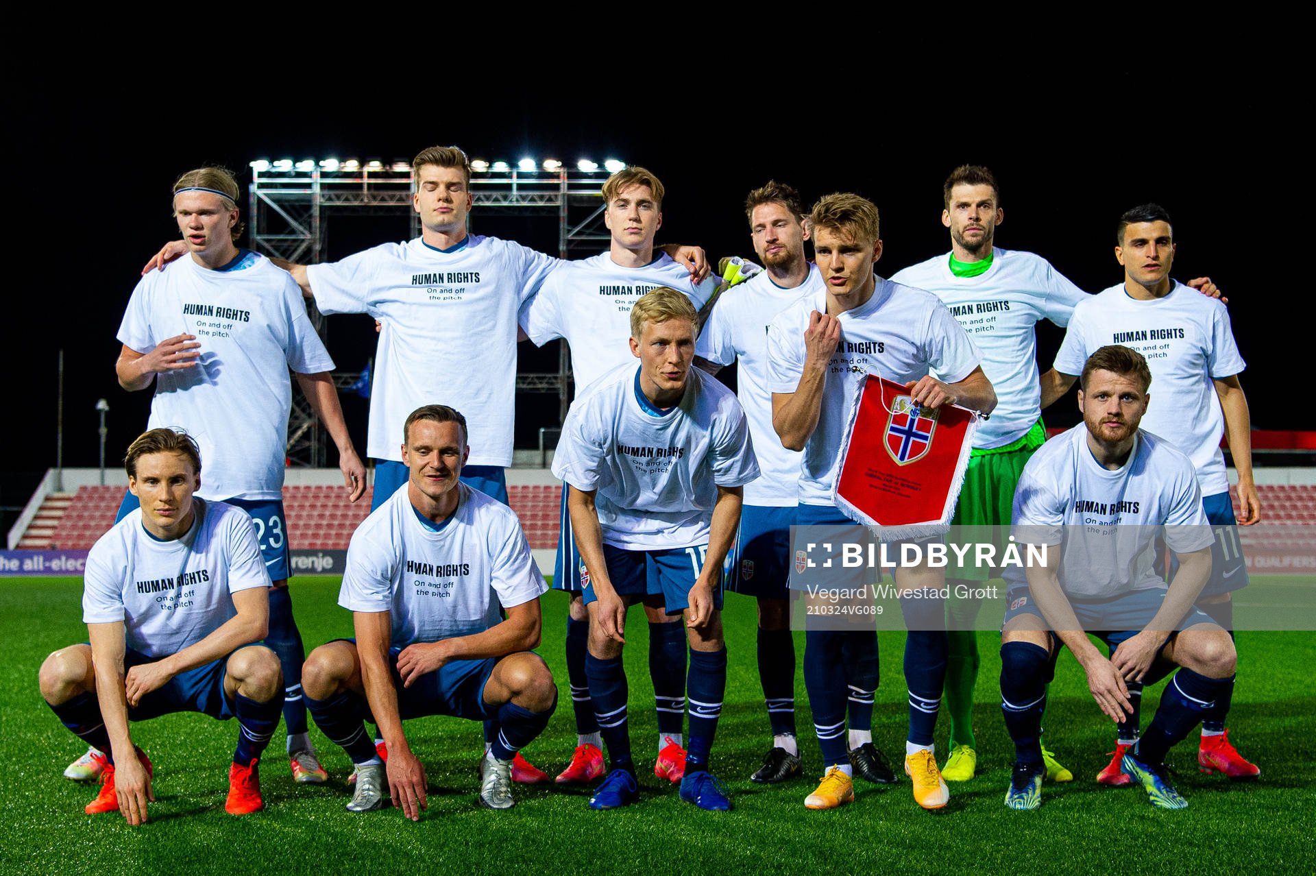 Norway's starting eleven pose for a team photo of Norway