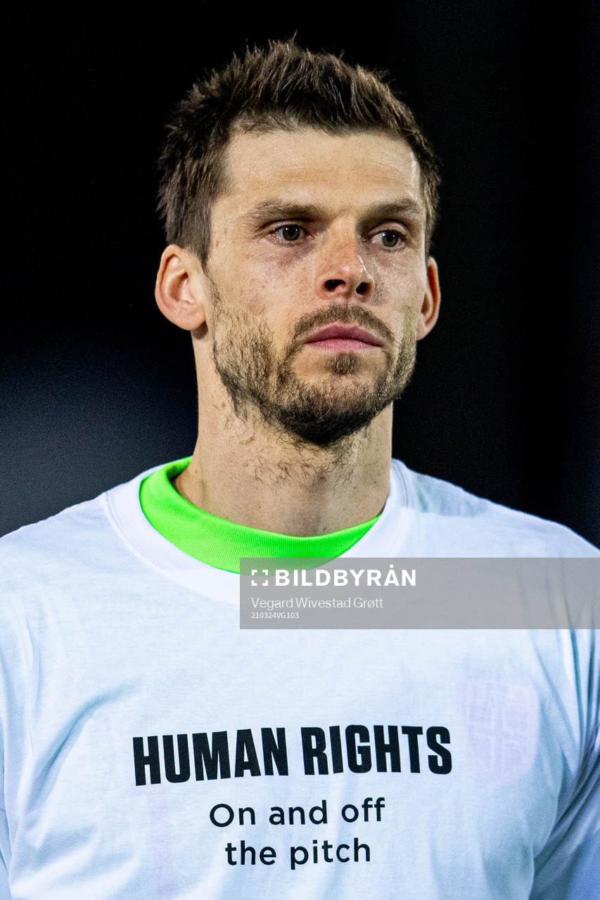 Goalkeeper Rune Almenning Jarstein of Norway wearing a