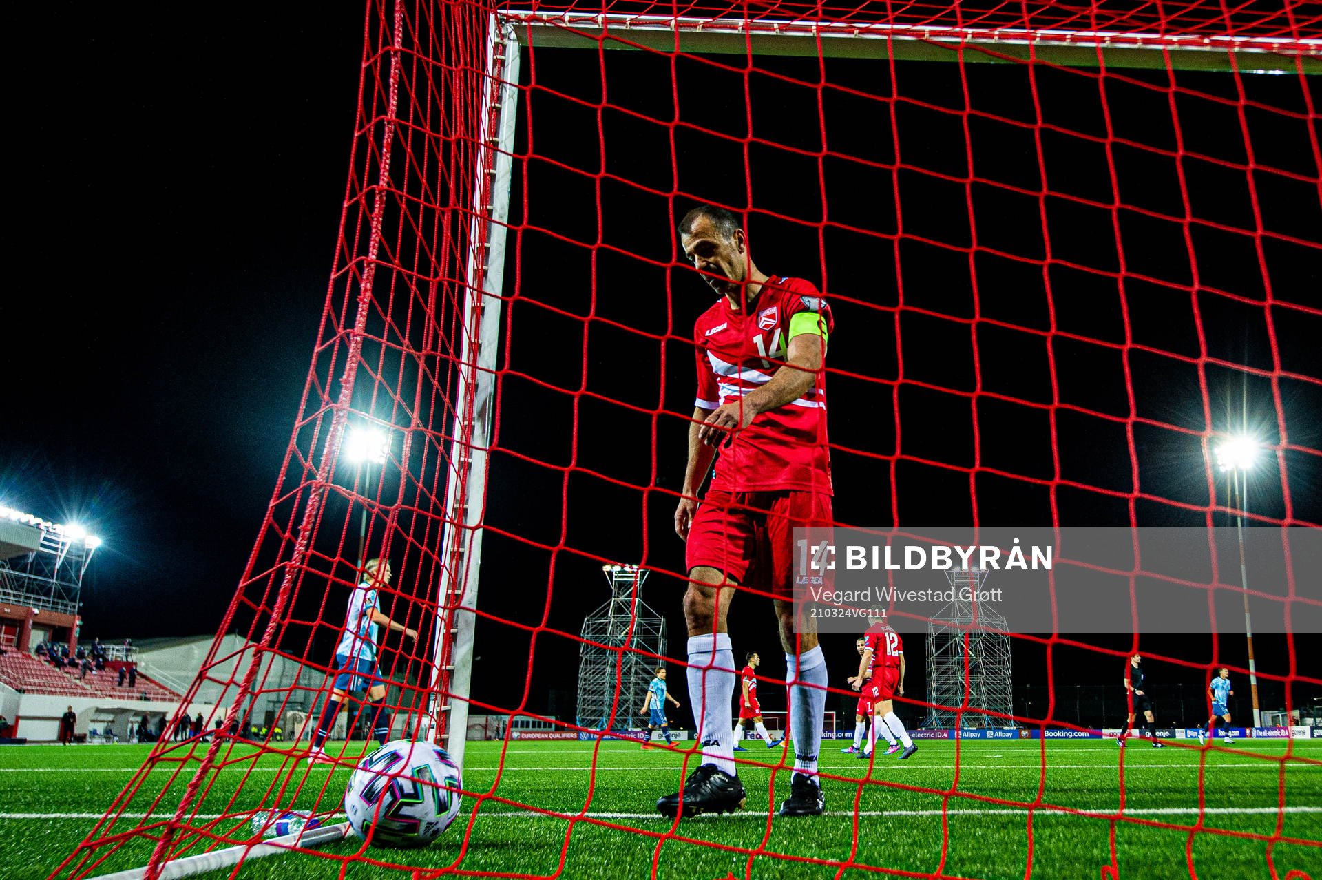 Roy Chipolina of Gibraltar looks dejected