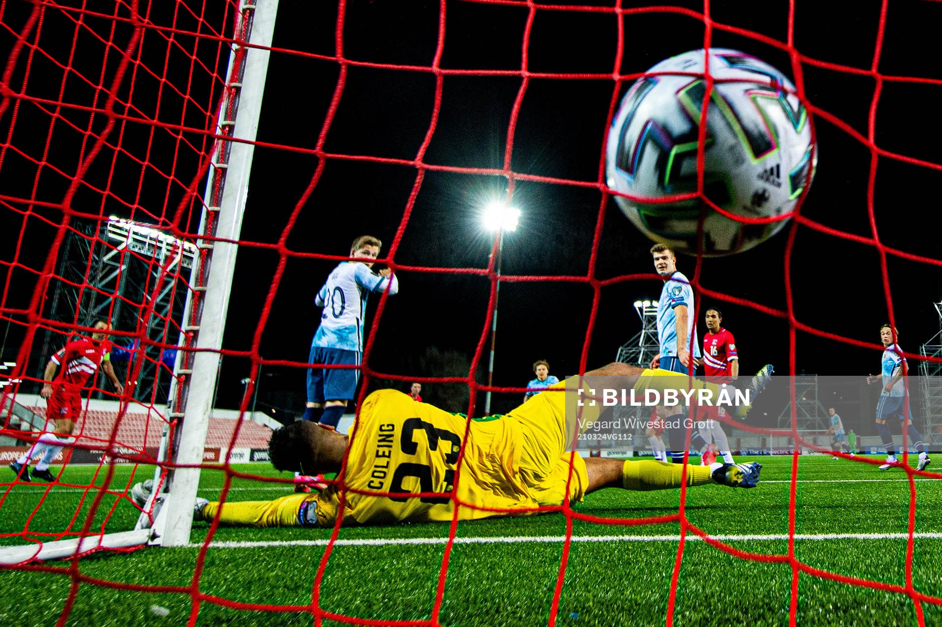 Jonas Svensson of Norway scores the 0-3 goal behind