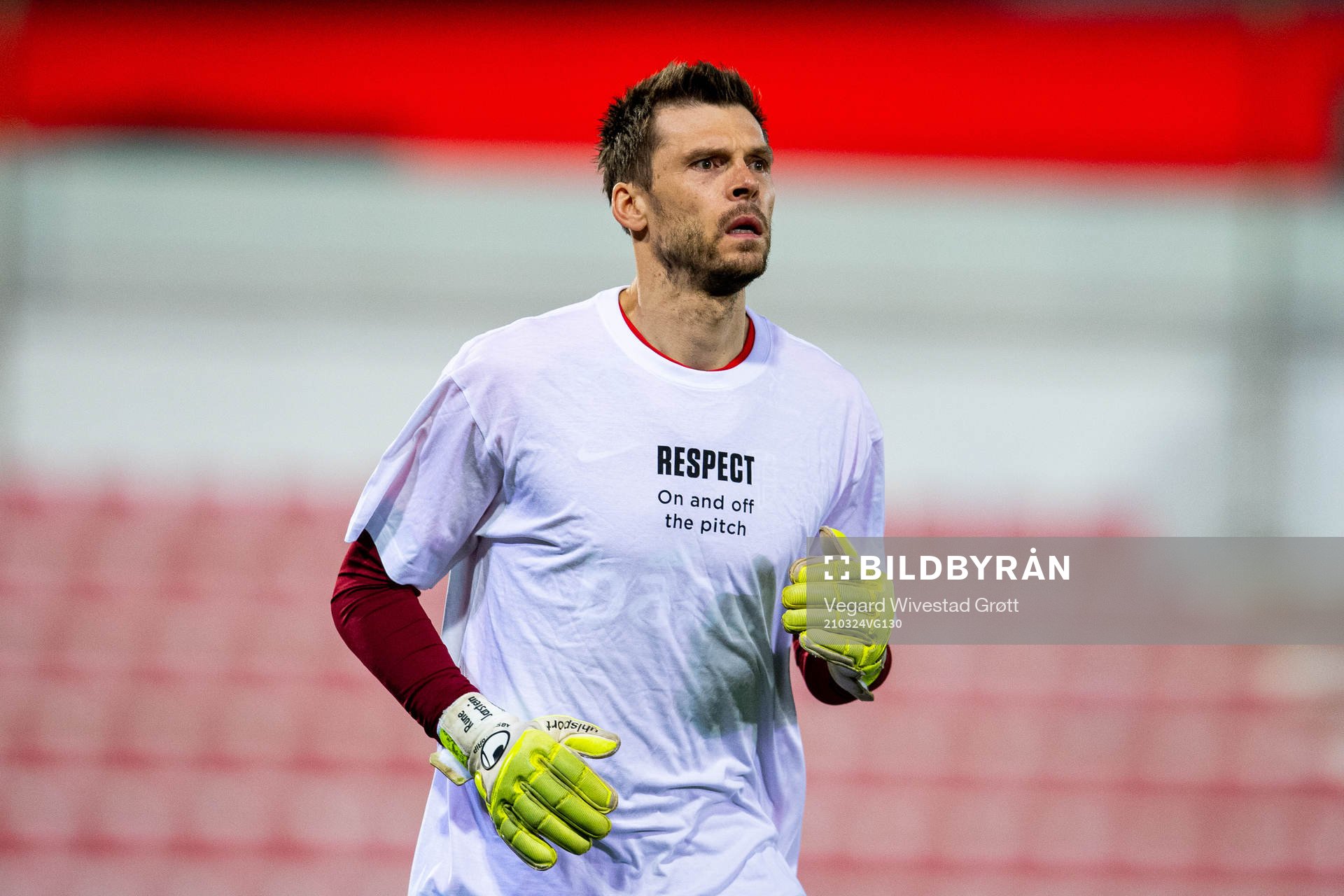 Goalkeeper Rune Almenning Jarstein of Norway wearing a