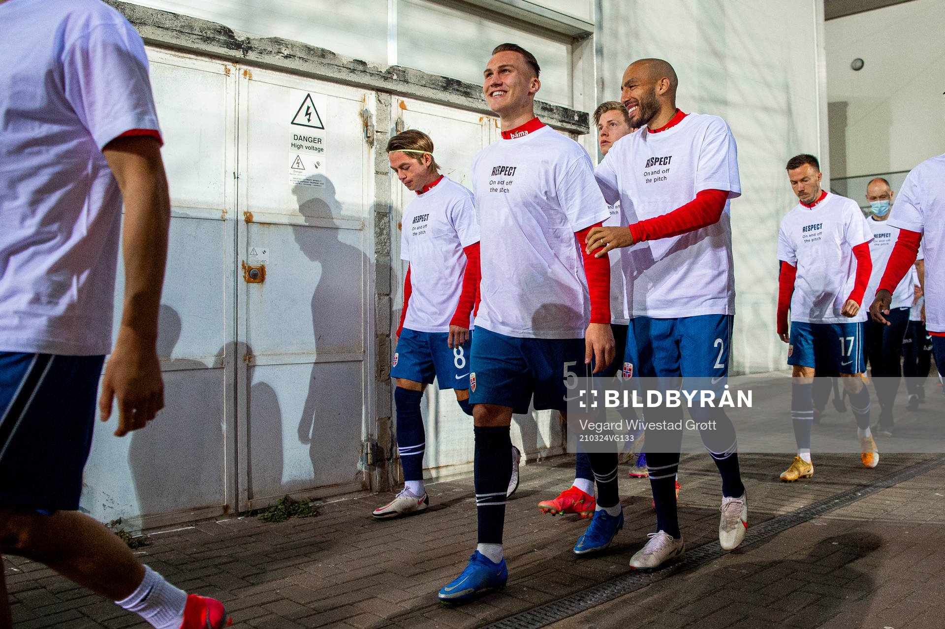 Leo Østigård and Haitam Aleesami of Norway wearing a