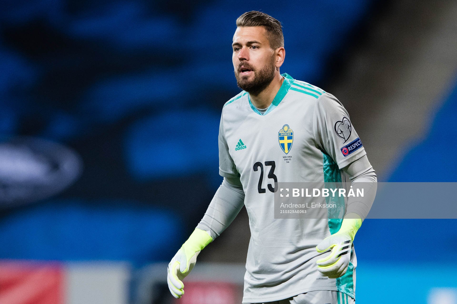 Goalkeeper Kristoffer Nordfeldt of Sweden