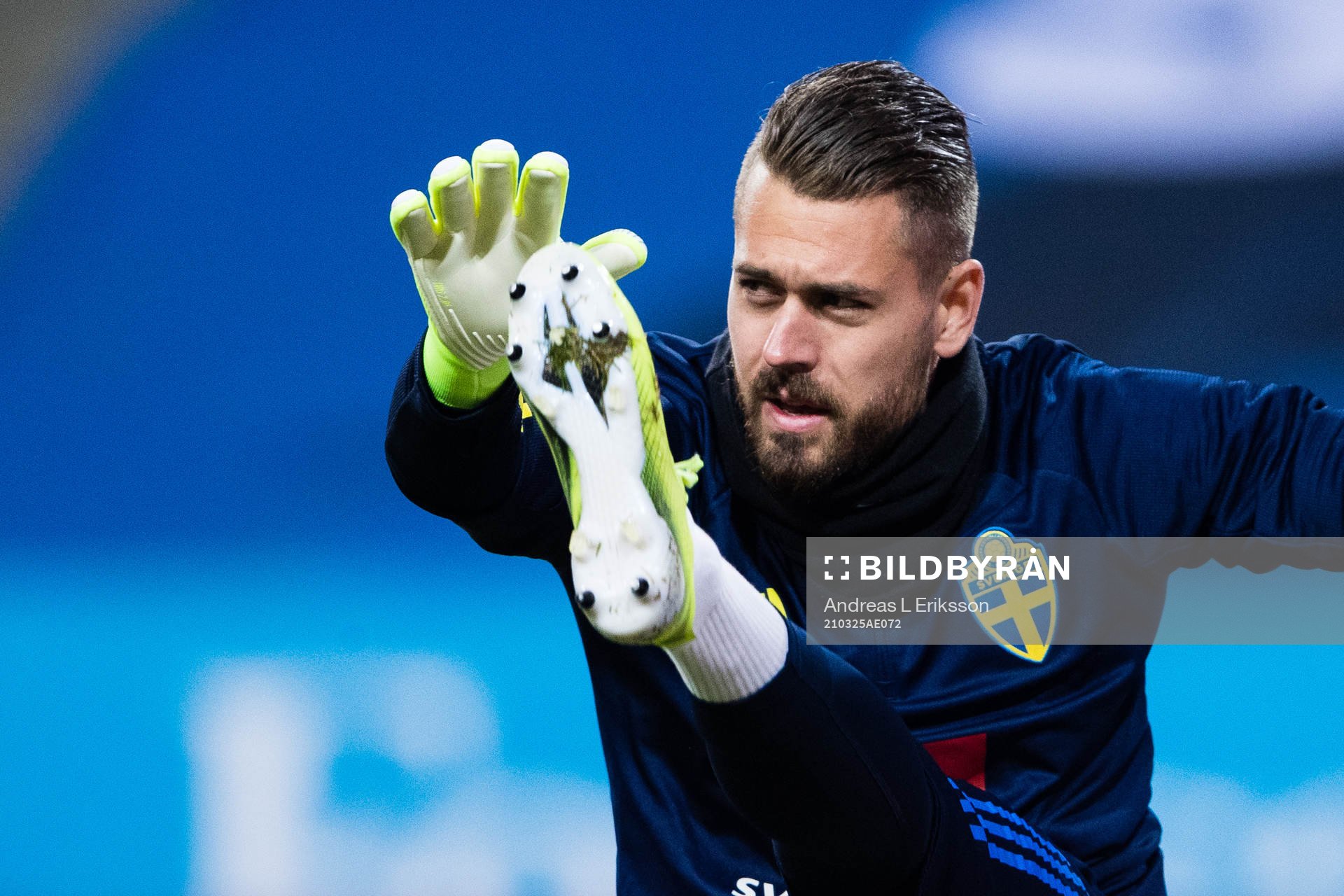 Goalkeeper Kristoffer Nordfeldt of Sweden