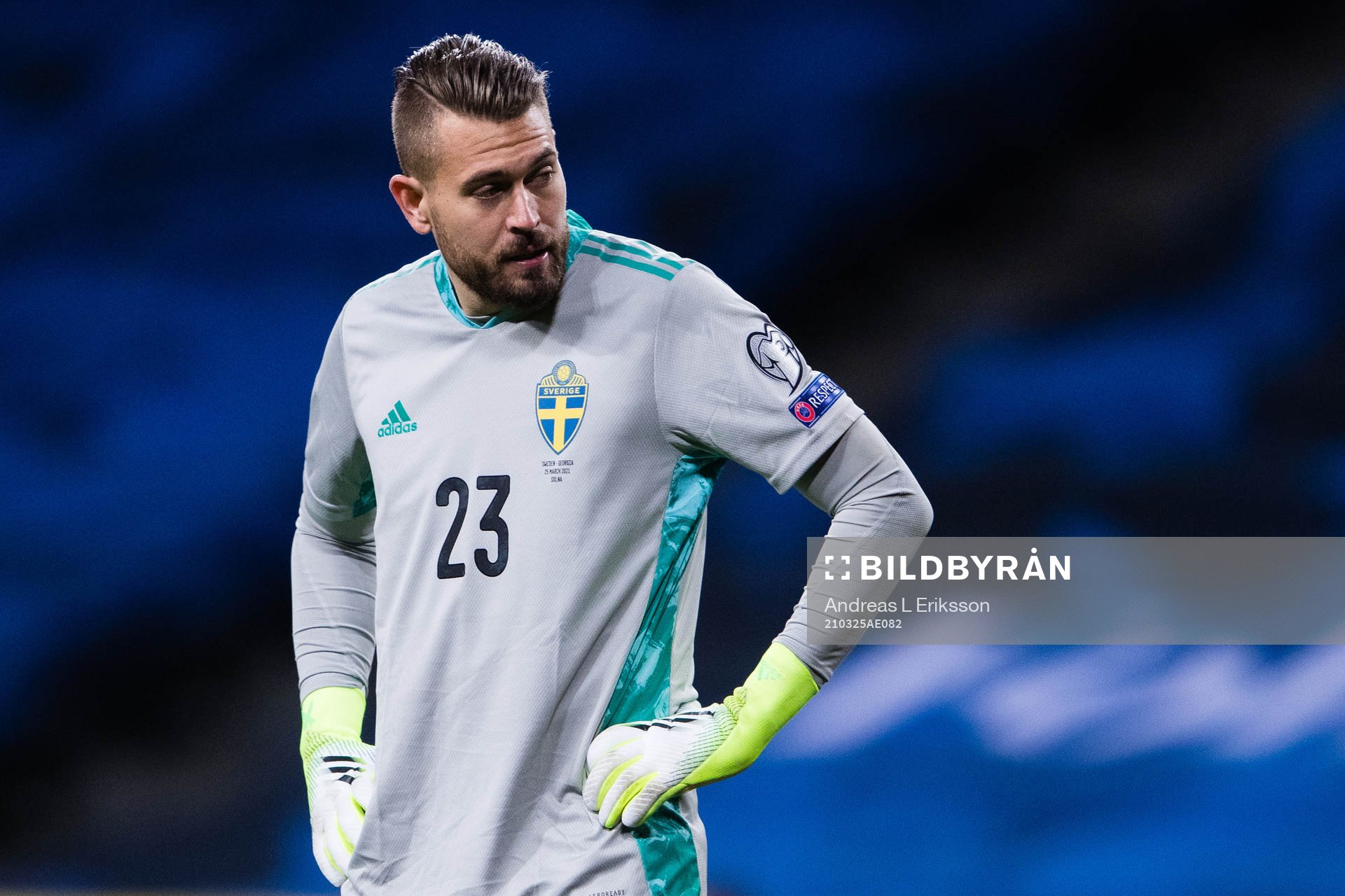 Goalkeeper Kristoffer Nordfeldt of Sweden