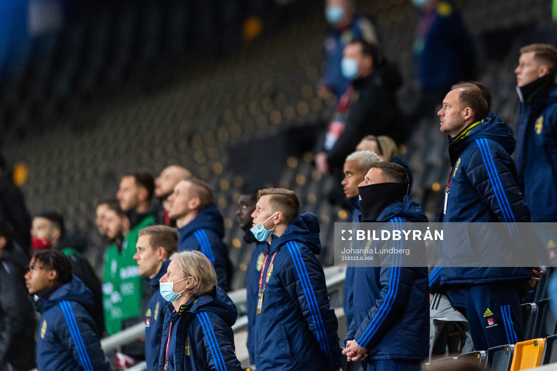 Marcus Berg and Andreas Granqvist of Sweden in the stands