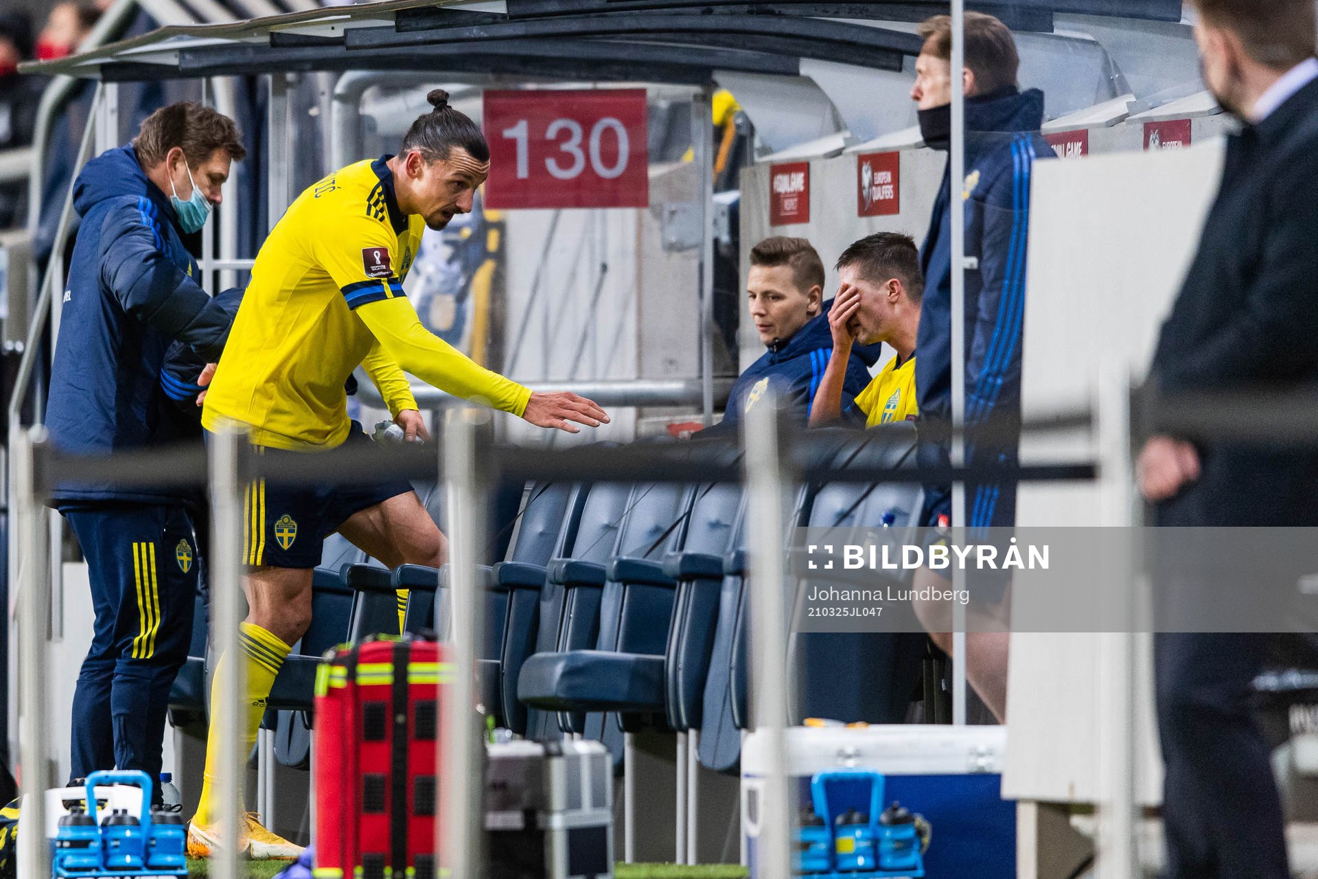 Zlatan Ibrahimovic of Sweden approaches the players bench
