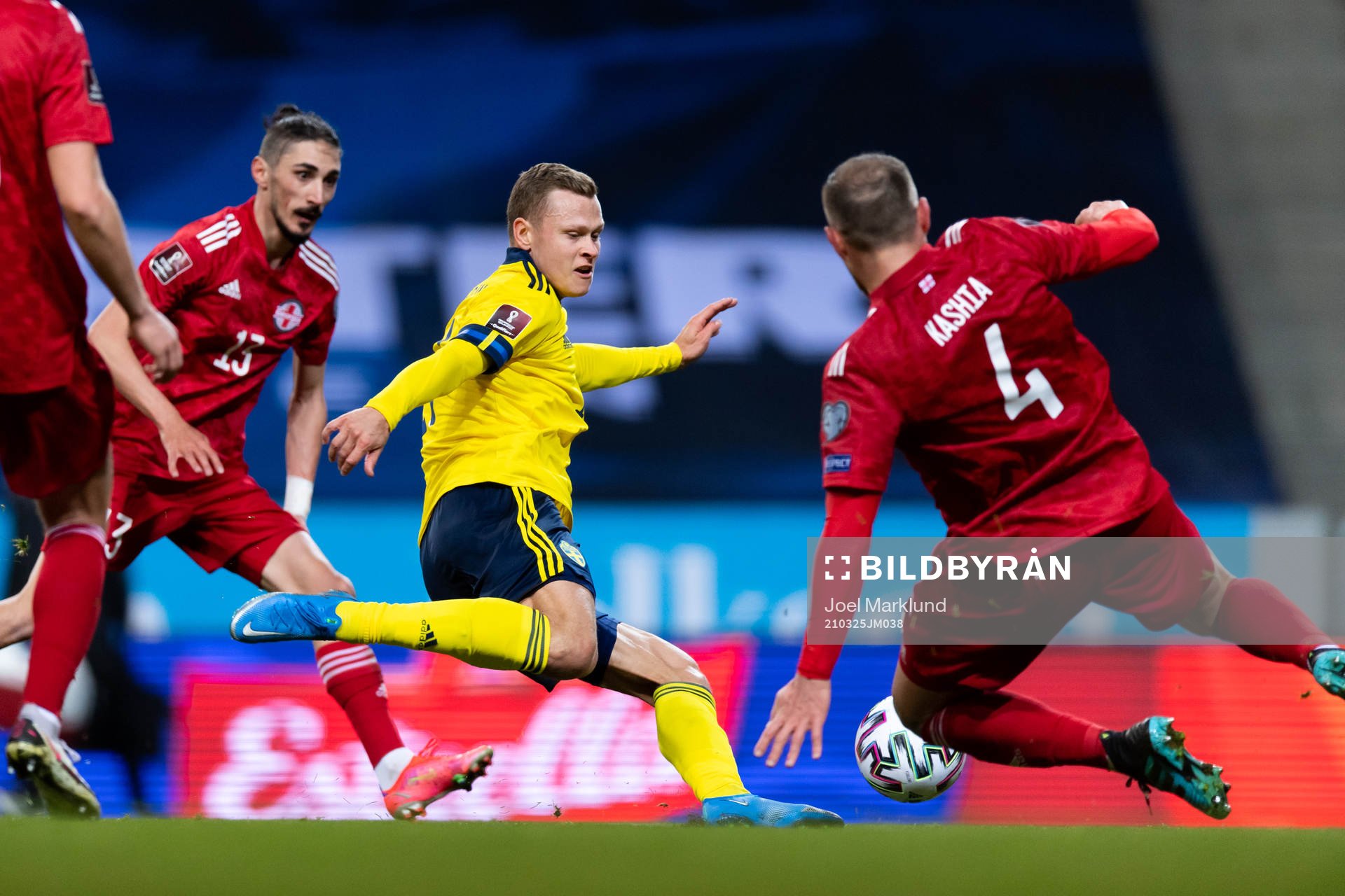 Viktor Claesson of Sweden scores. 1-0
