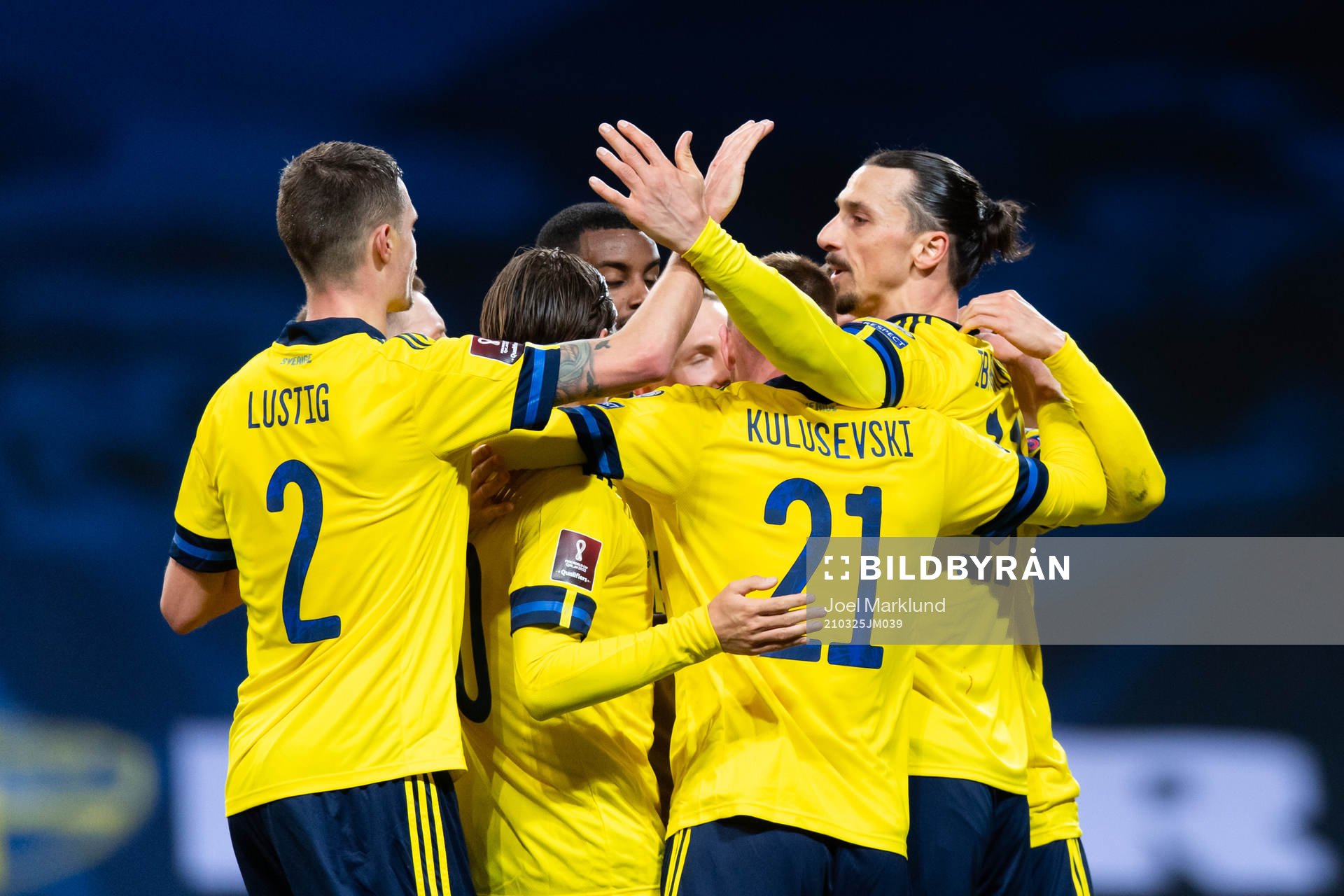 Zlatan Ibrahimovic of Sweden celebrates with his teammates