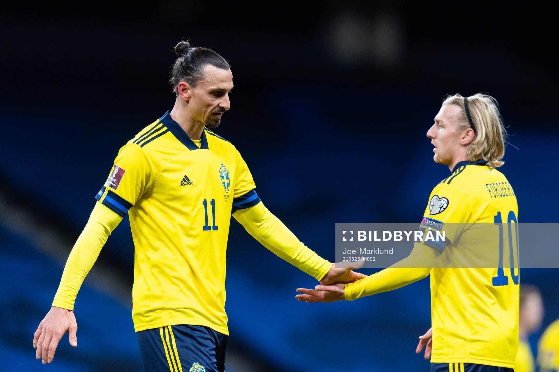 Zlatan Ibrahimovic and Emil Forsberg of Sweden