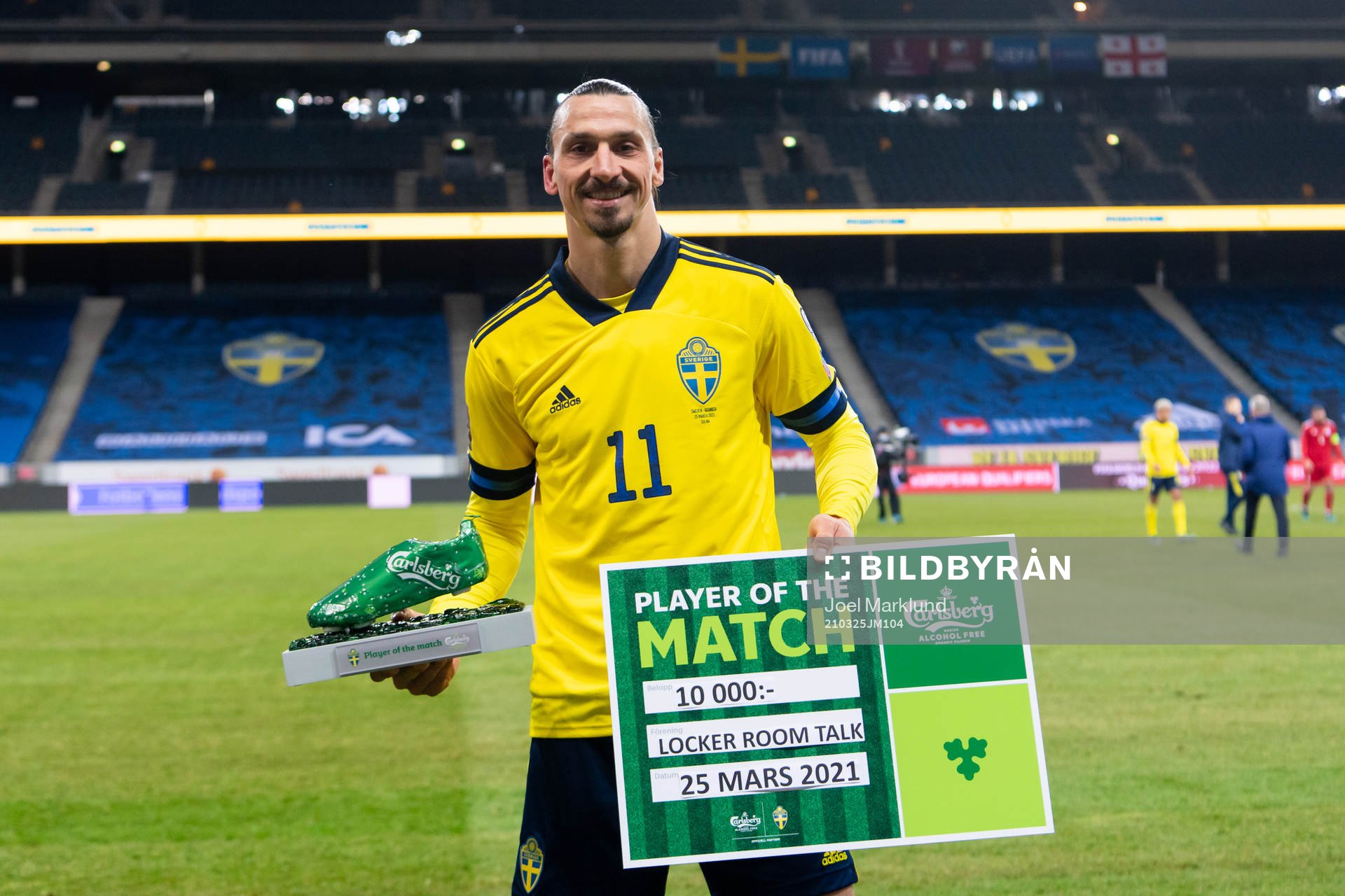 Zlatan Ibrahimovic of Sweden is awarded Player of the match