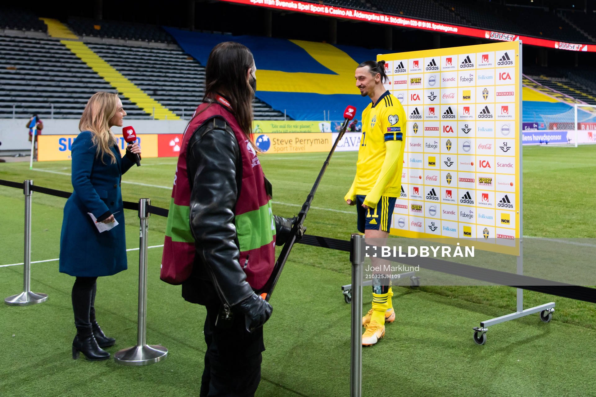 Zlatan Ibrahimovic of Sweden is being interviewed