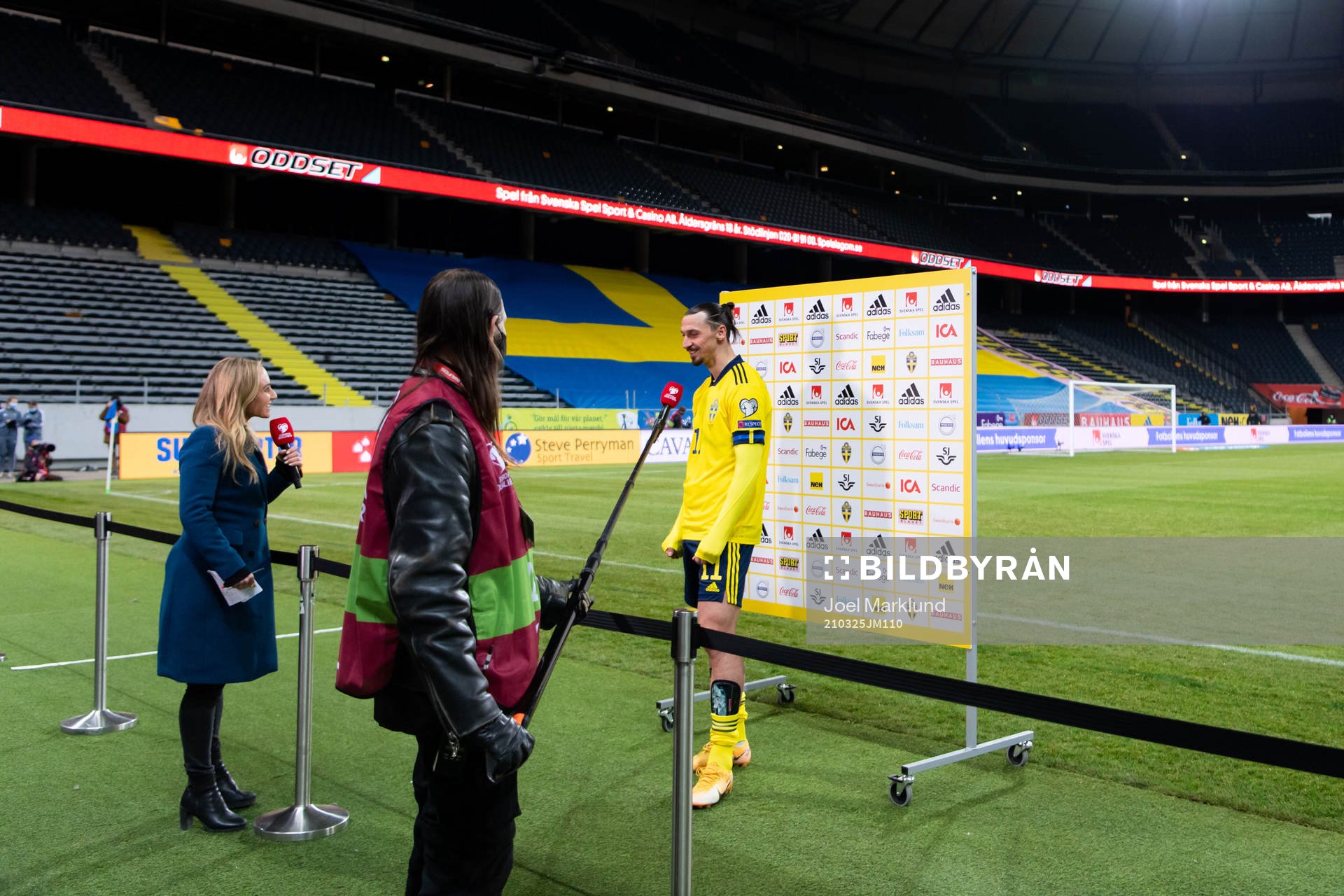 Zlatan Ibrahimovic of Sweden is being interviewed