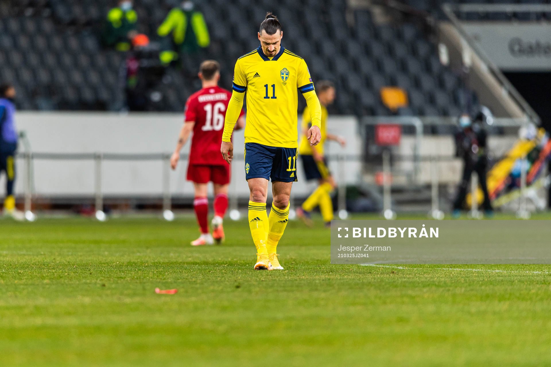 Zlatan Ibrahimovic of Sweden looks dejected