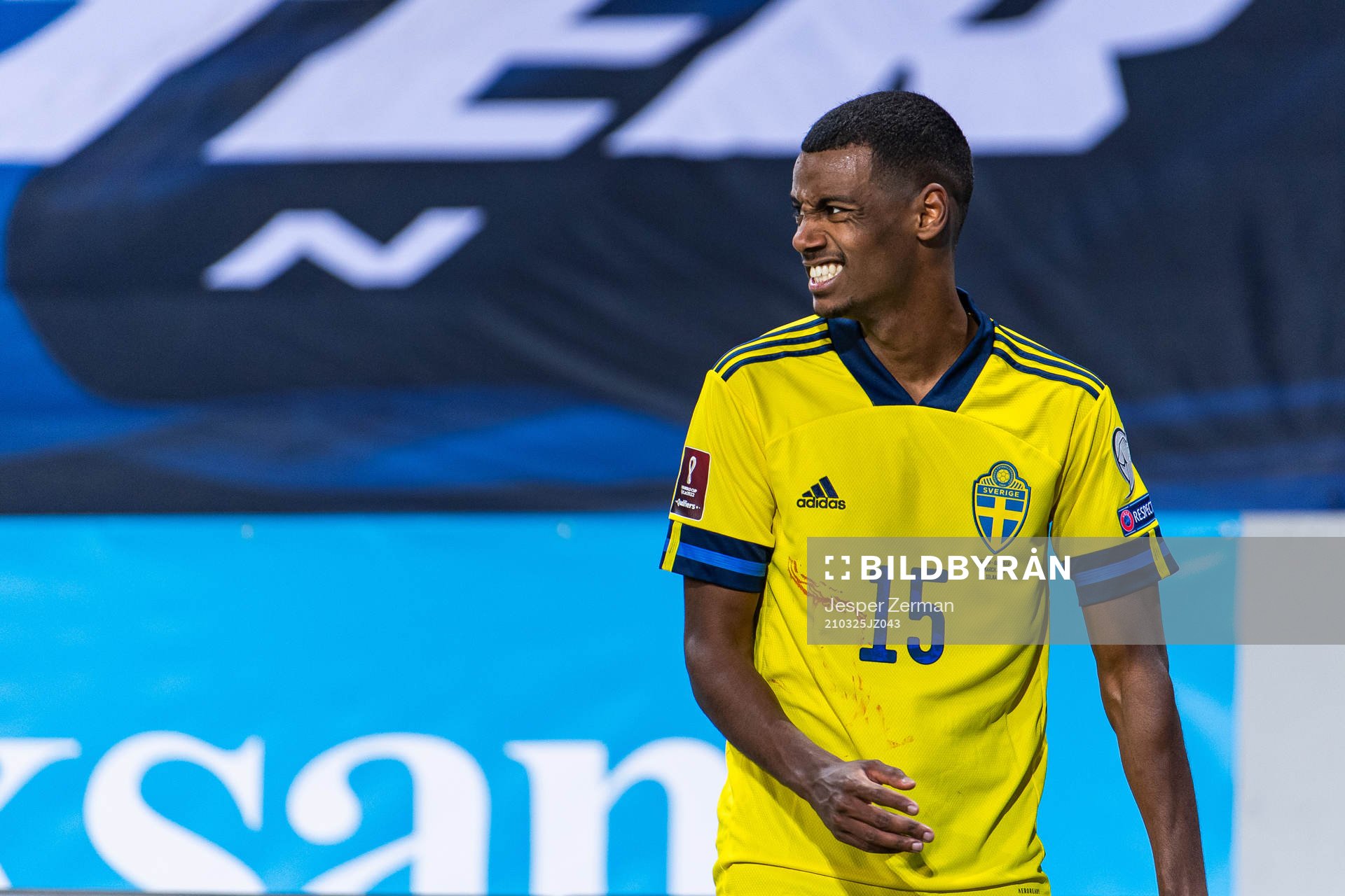 Alexander Isak of Sweden reacts