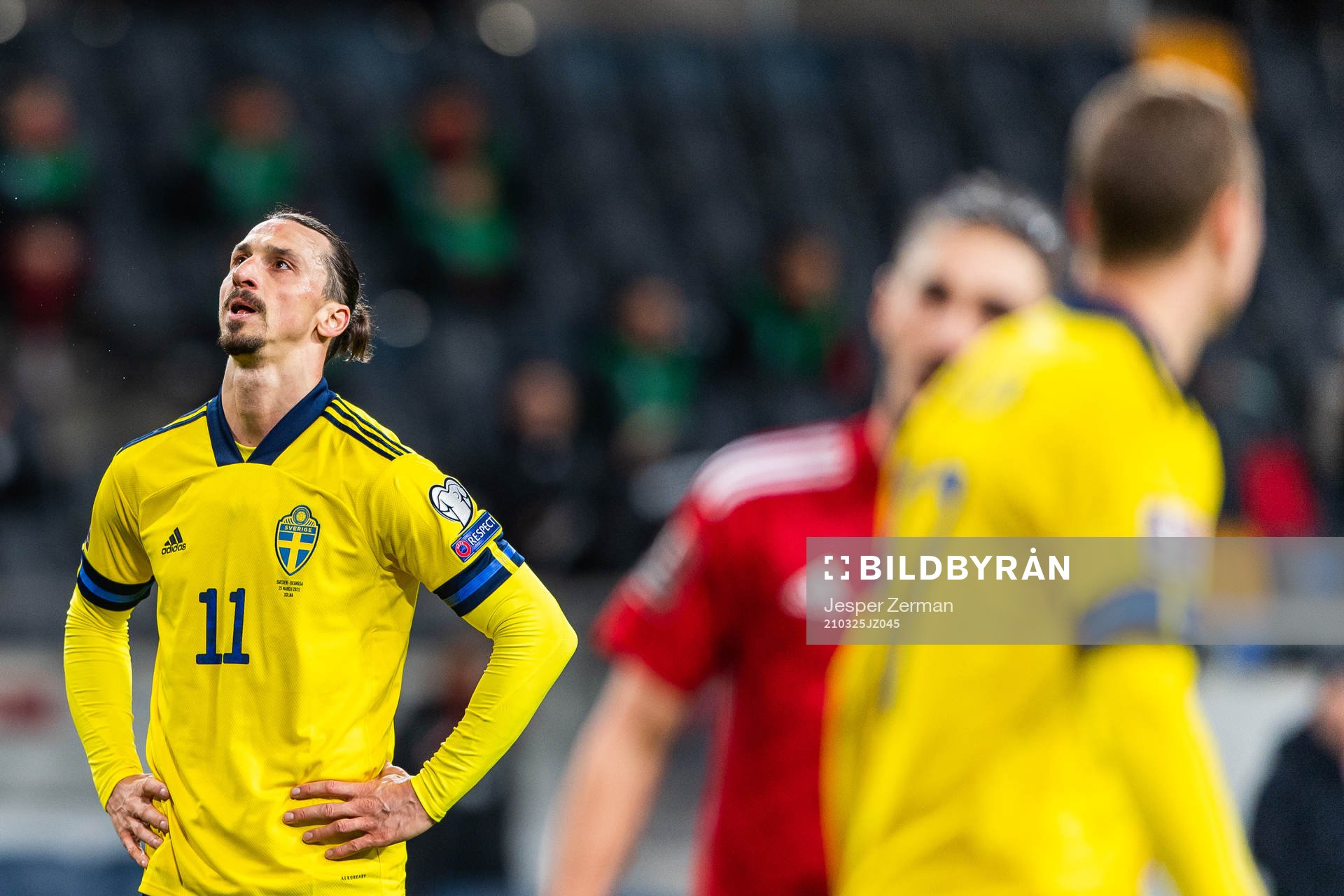 Zlatan Ibrahimovic of Sweden looks dejected