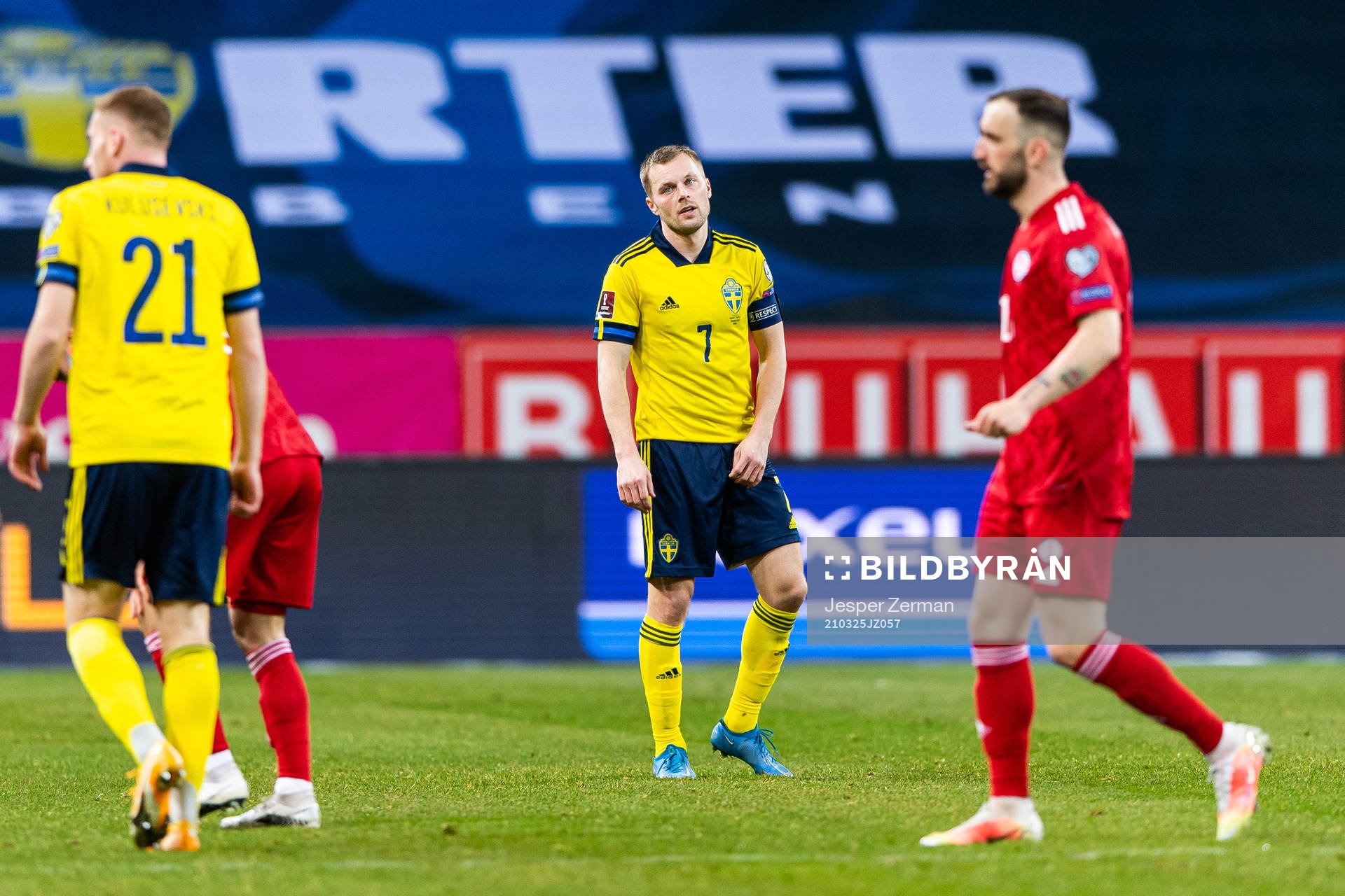 Sebastian Larsson of Sweden looks dejected