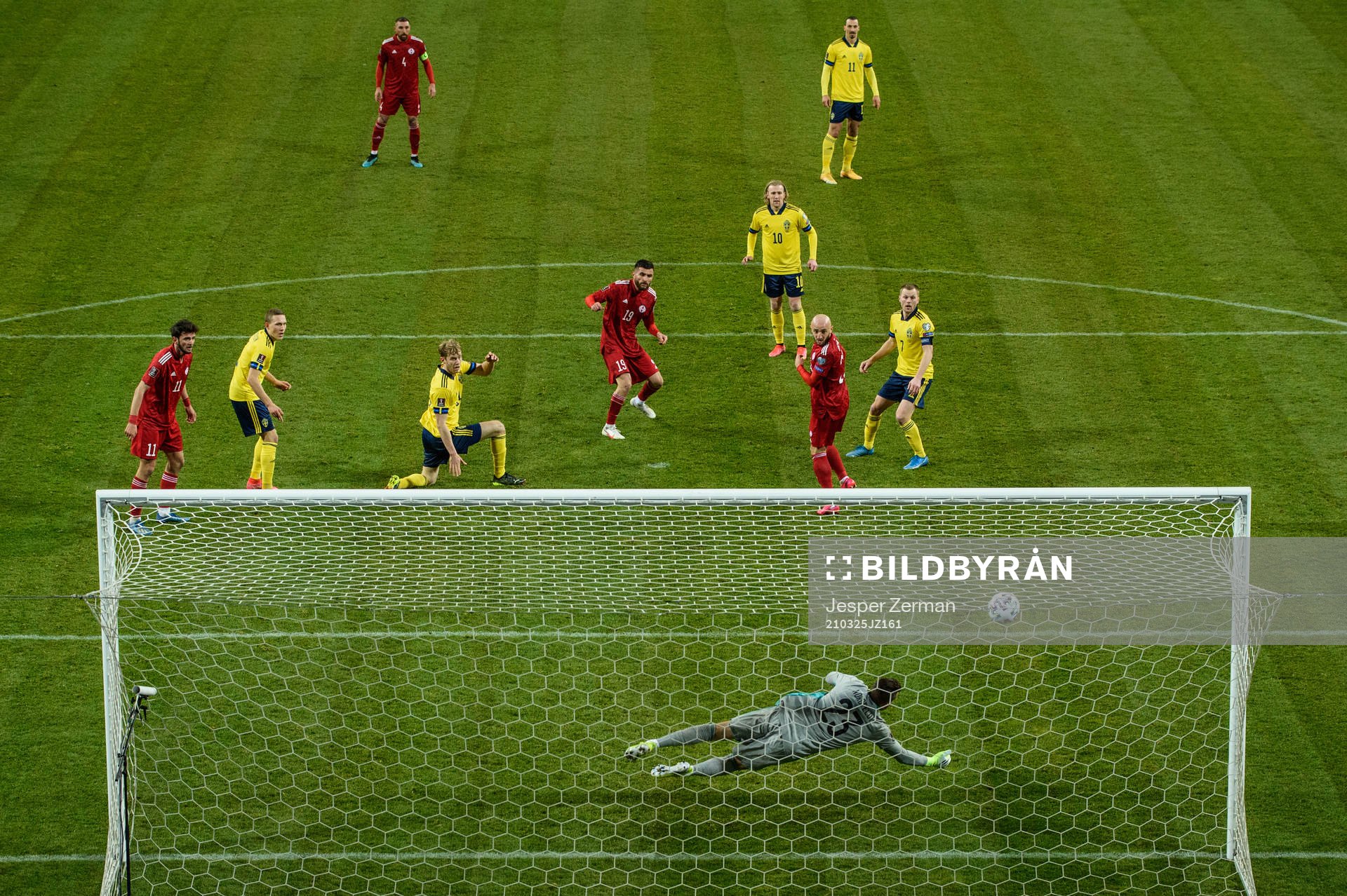 goalkeeper Kristoffer Nordfeldt of Sweden with a save