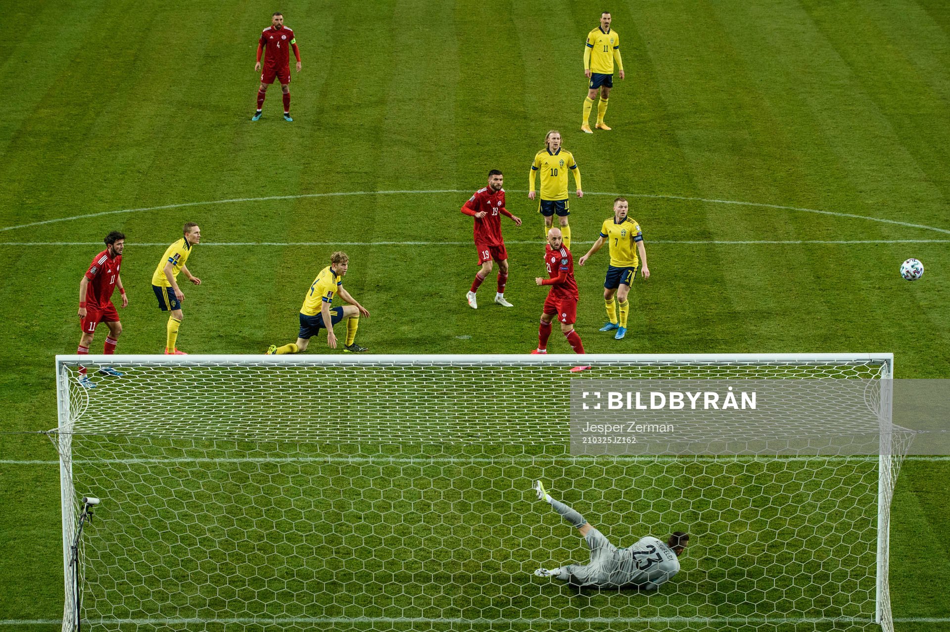 goalkeeper Kristoffer Nordfeldt of Sweden with a save