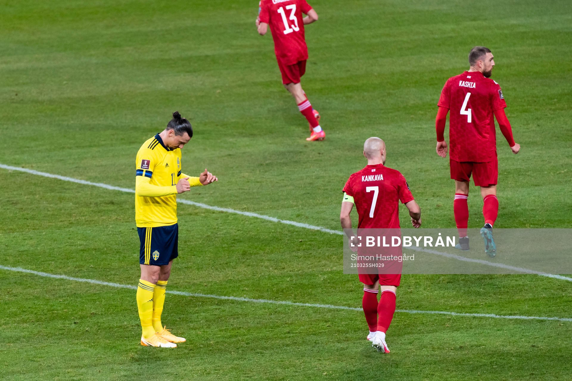 Zlatan Ibrahimovic of Sweden looks dejected