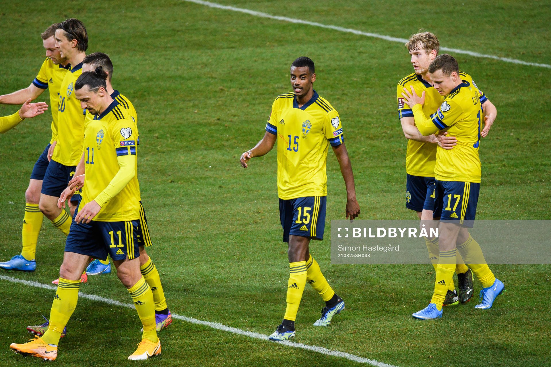 Alexander Isak , Filip Helander and Viktor Claesson of