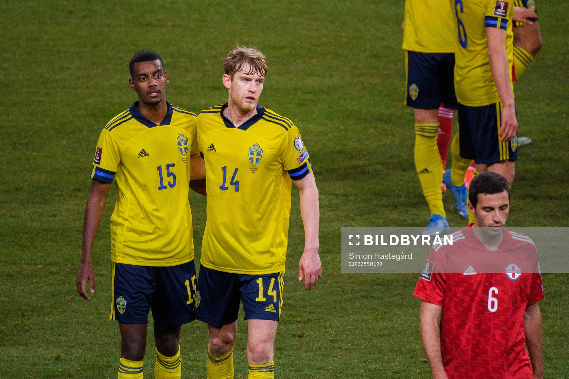 Alexander Isak and Filip Helander of Sweden