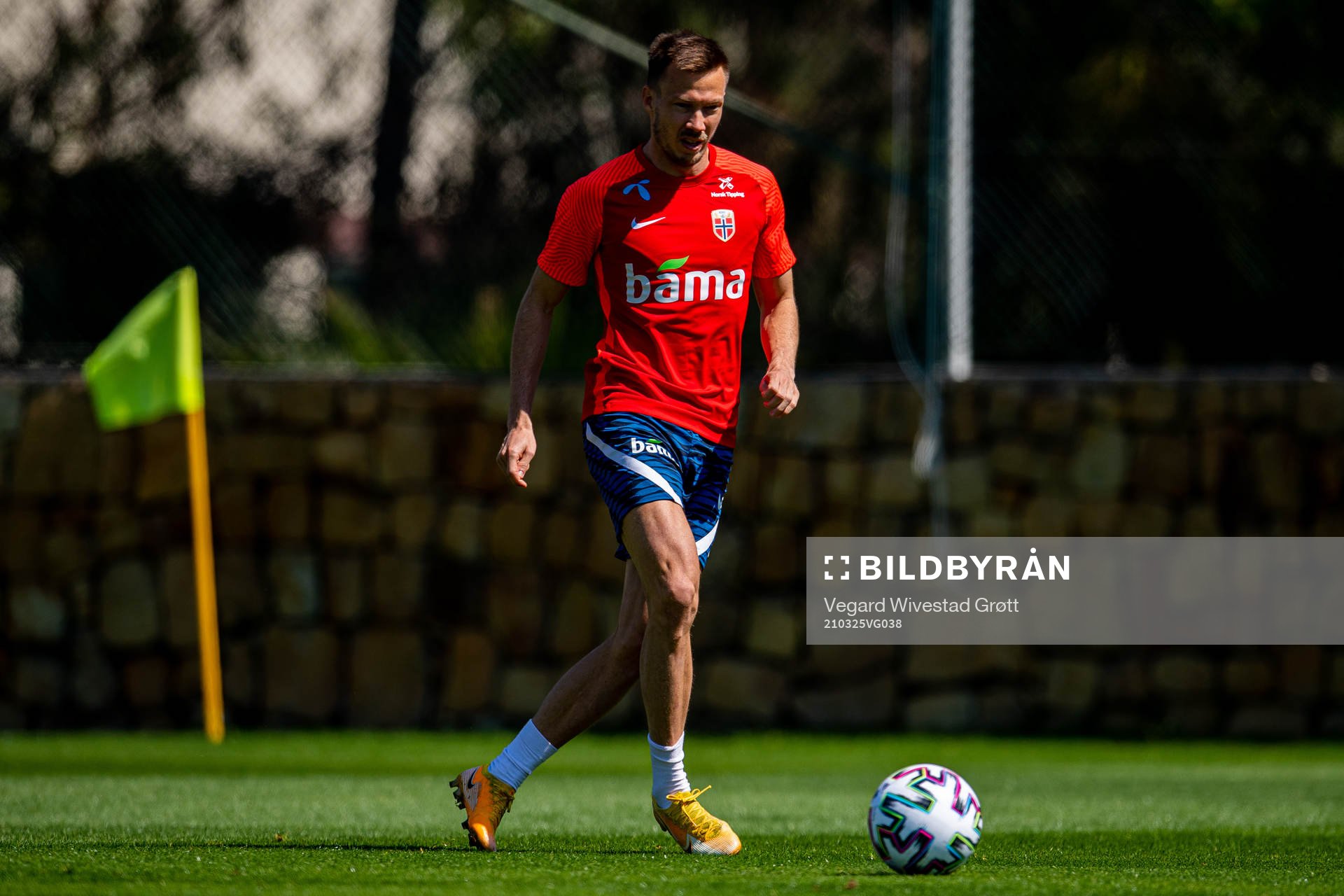 Martin Linnes of the Norwegian national football team during a training session on March 25, 2021 in Marbella. 