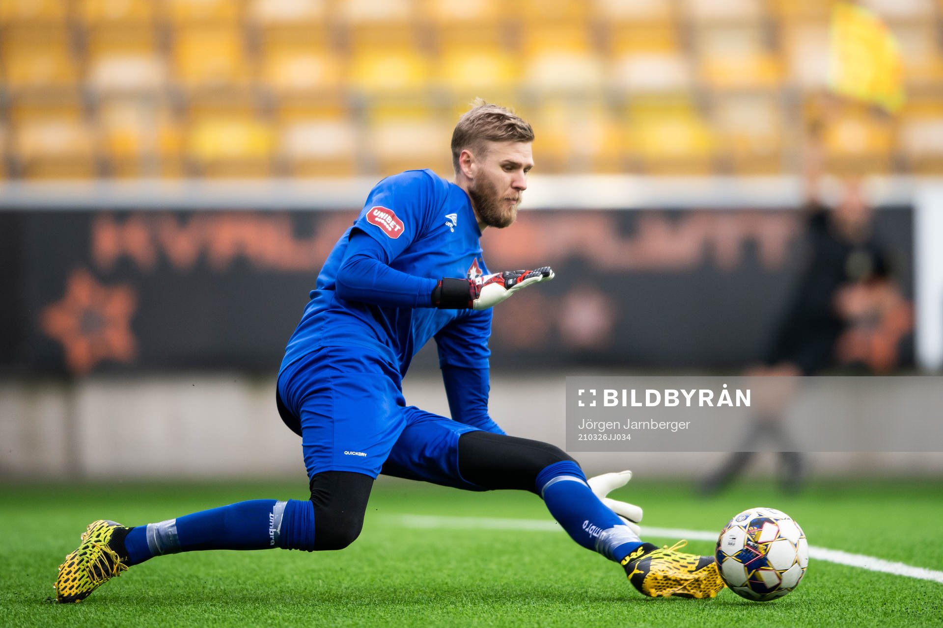 Örgrytes målvakt Fredrik Andersson under träningsmatchen i fotboll mellan Elfsborg och Örgryte den 26 mars 2021 i Borås. 