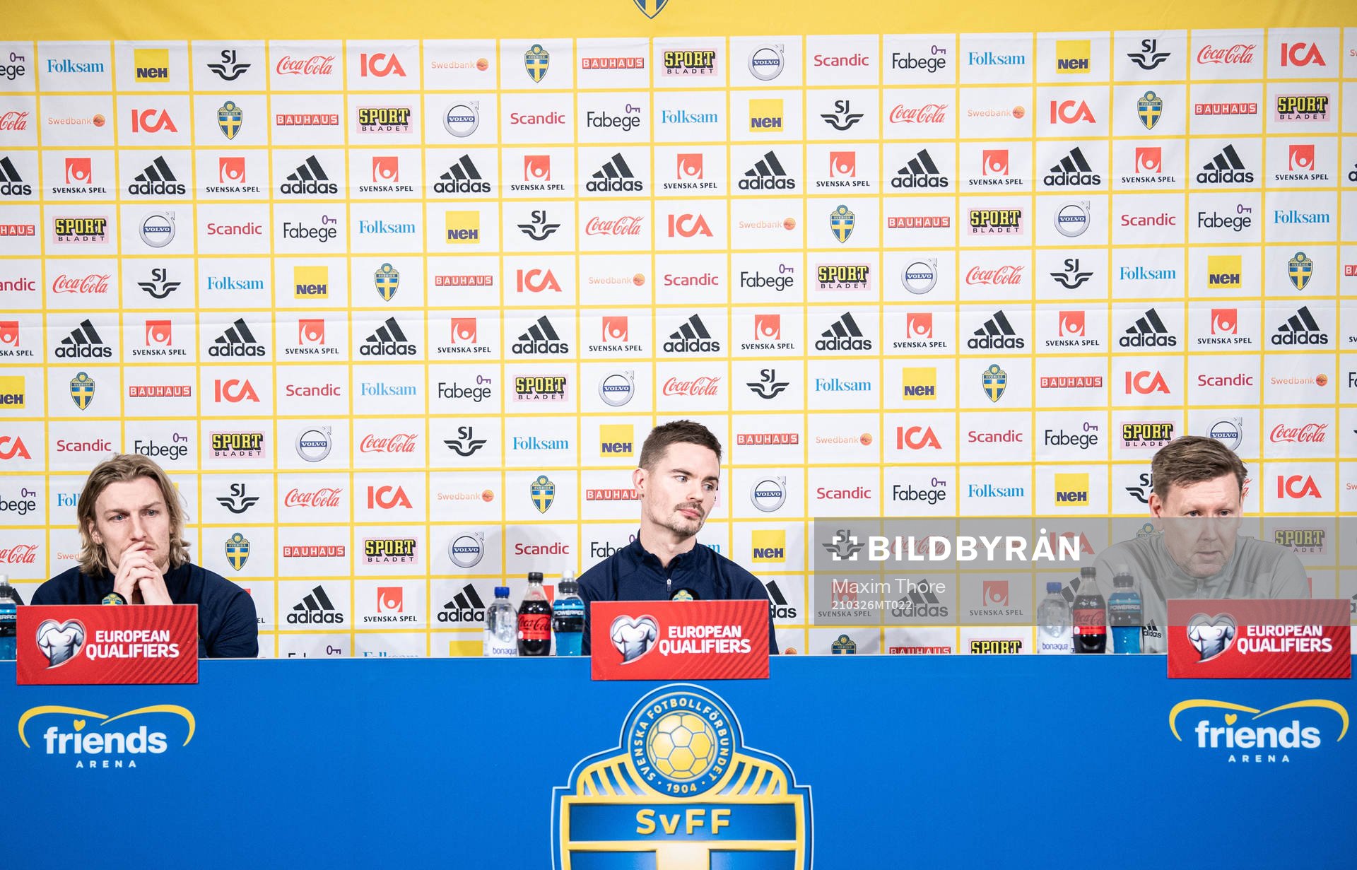Emil Forsberg, Mikael Lustig and assistant coach Peter