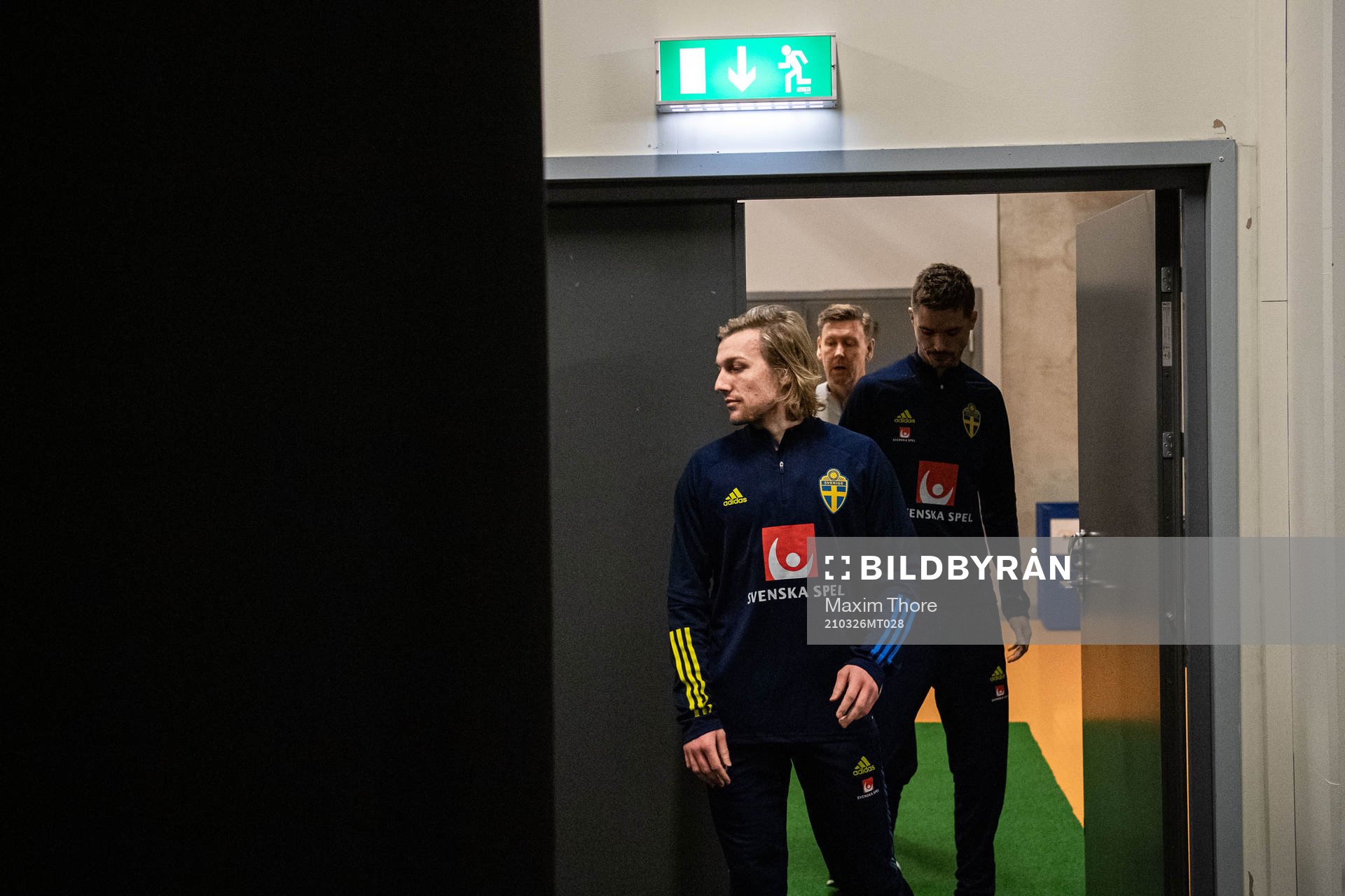 Emil Forsberg, Mikael Lustig and assistant coach Peter