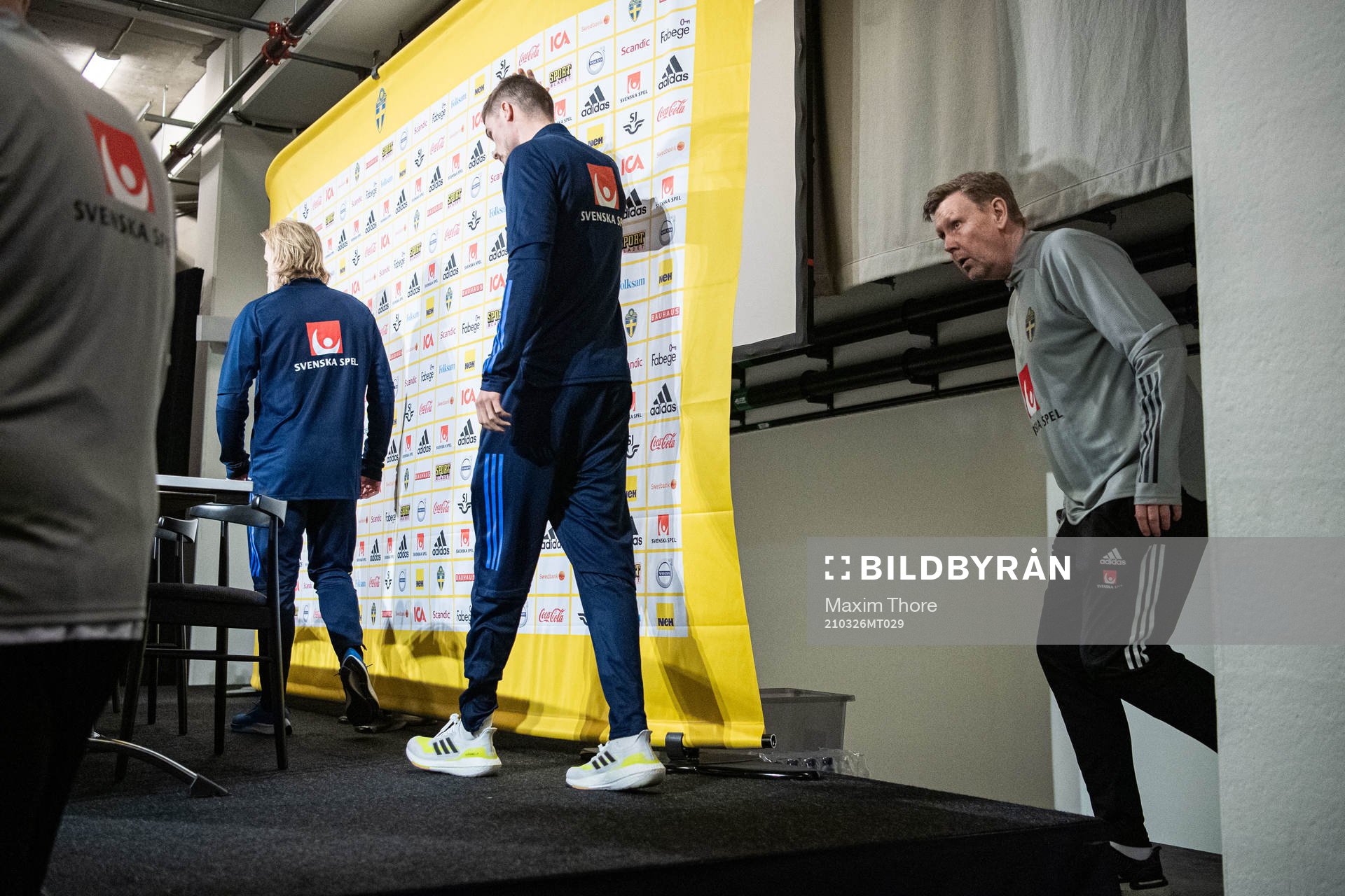 Emil Forsberg, Mikael Lustig and assistant coach Peter