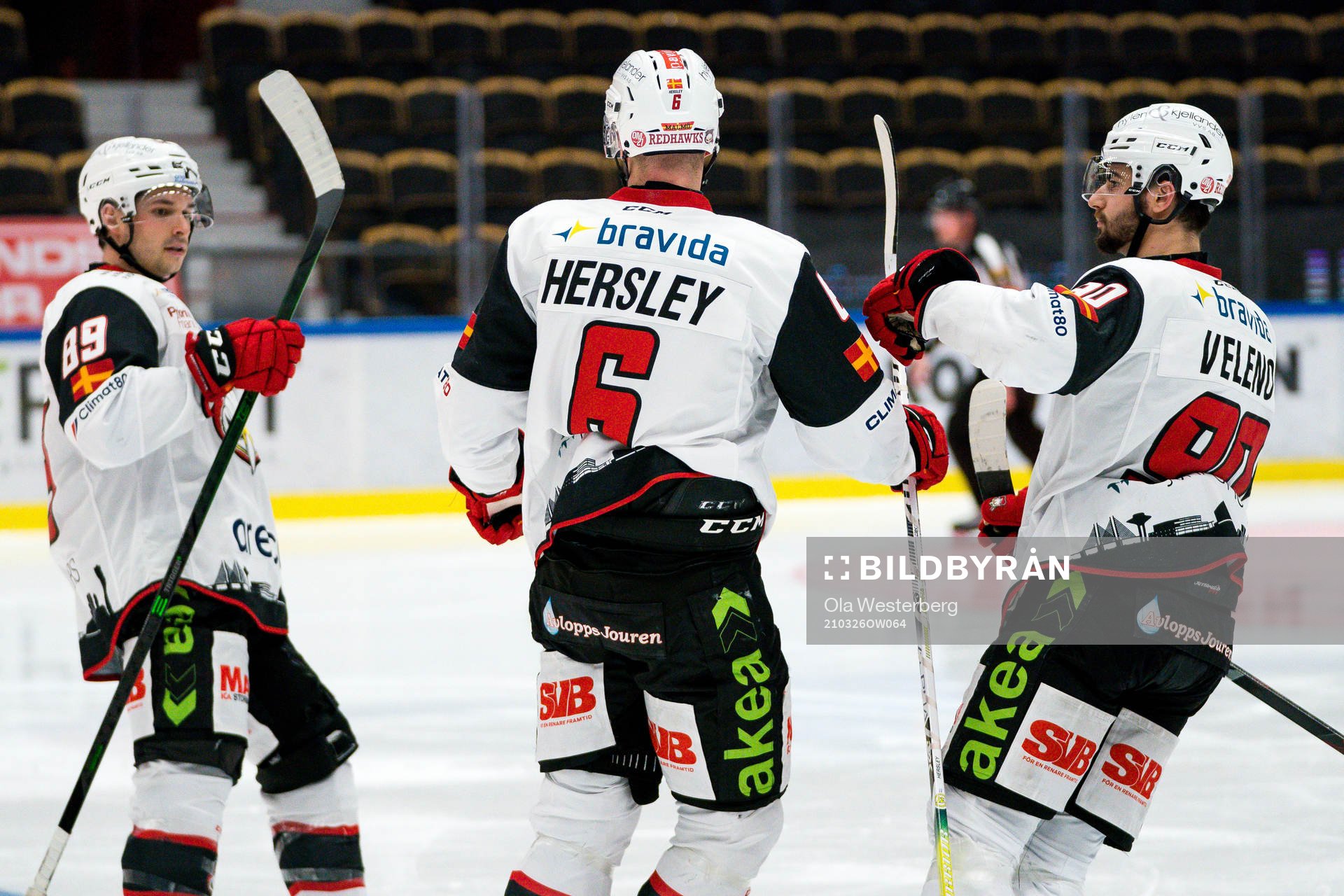 Malmö Redhawks Patrik Hersley , Matt Puempel och Joseph