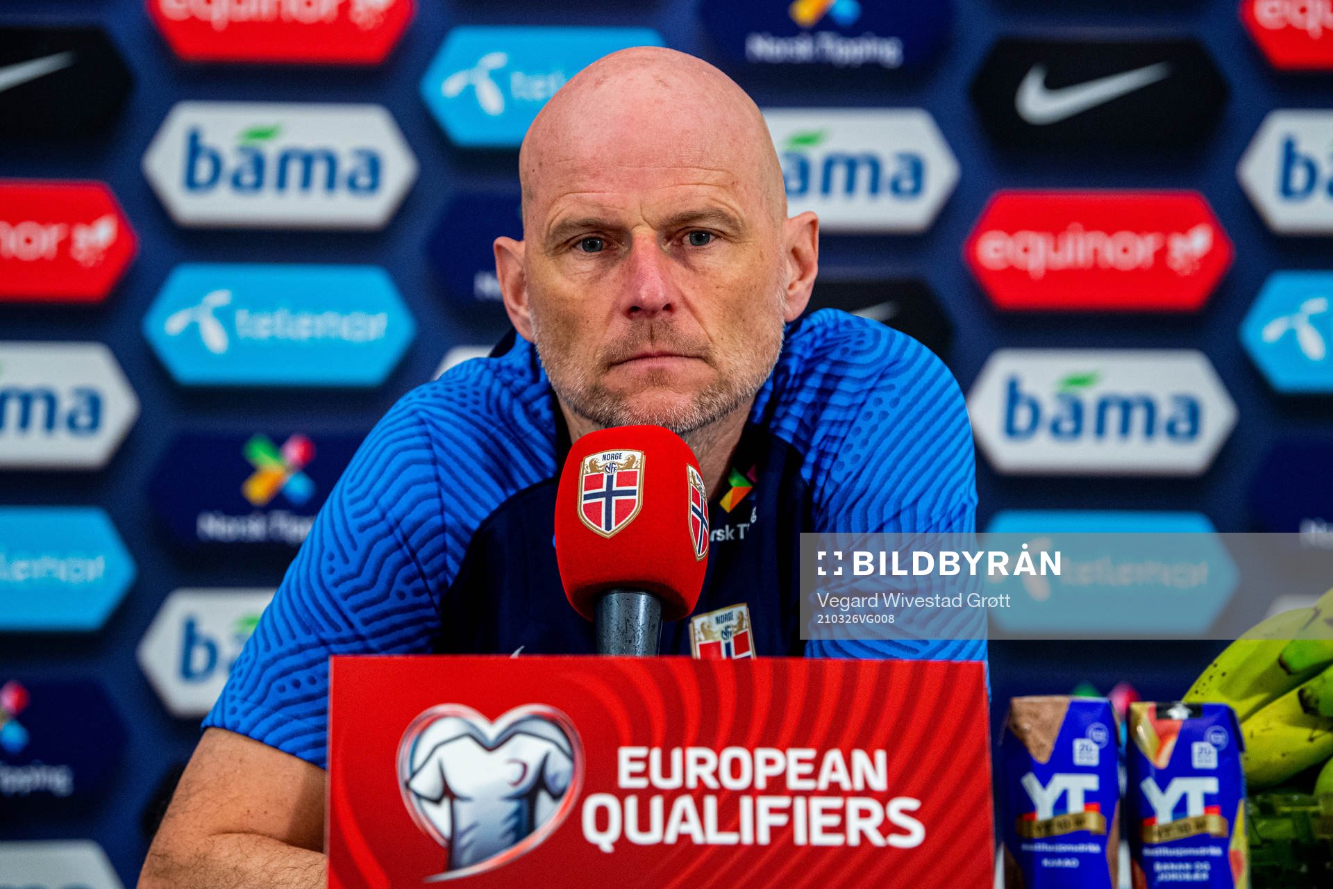 Ståle Solbakken, head coach of the Norwegian national football team, during a digital press conference on March 26, 2021 in Marbella.