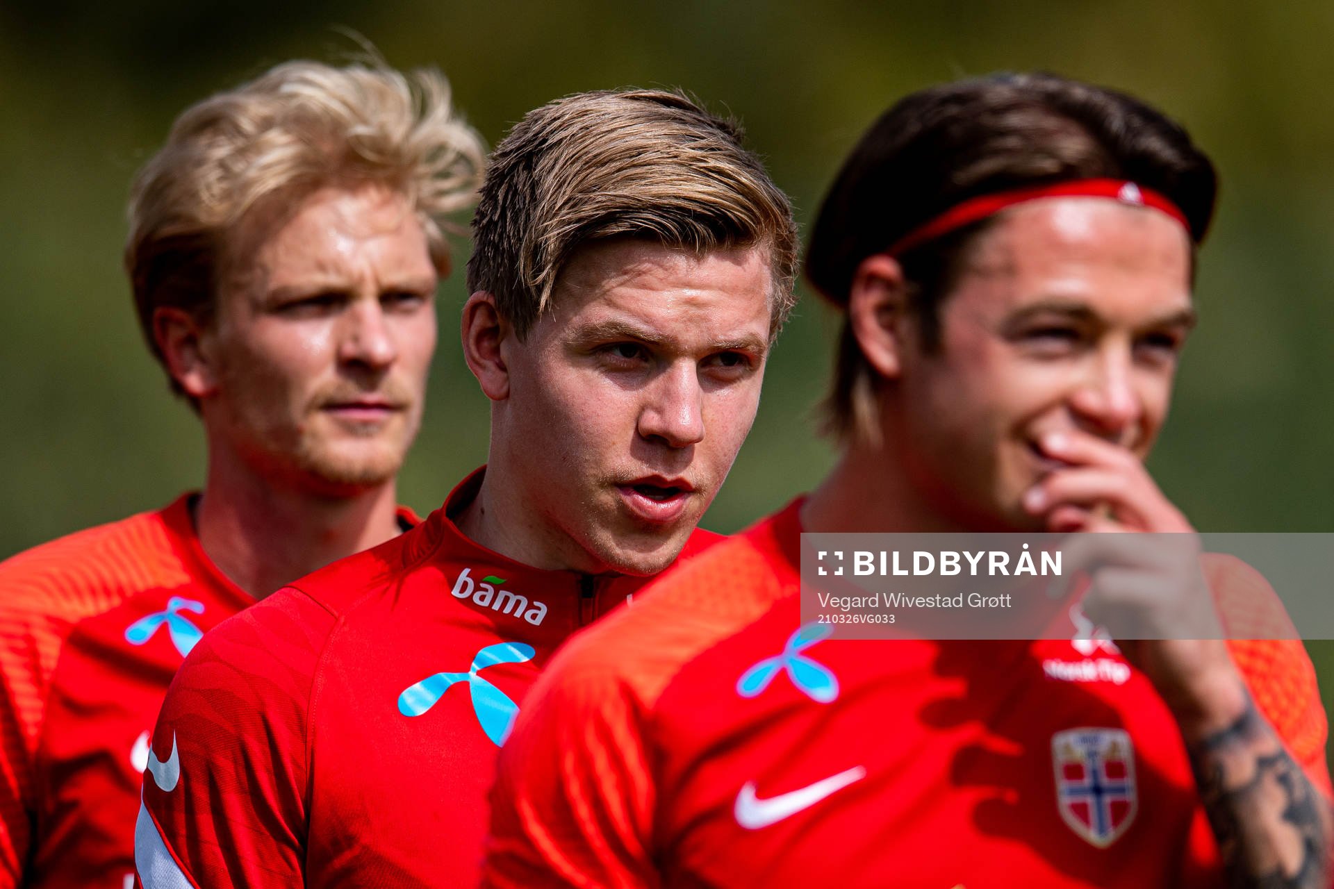 Morten Thorsby, Jens Petter Hauge and Patrick Berg of the