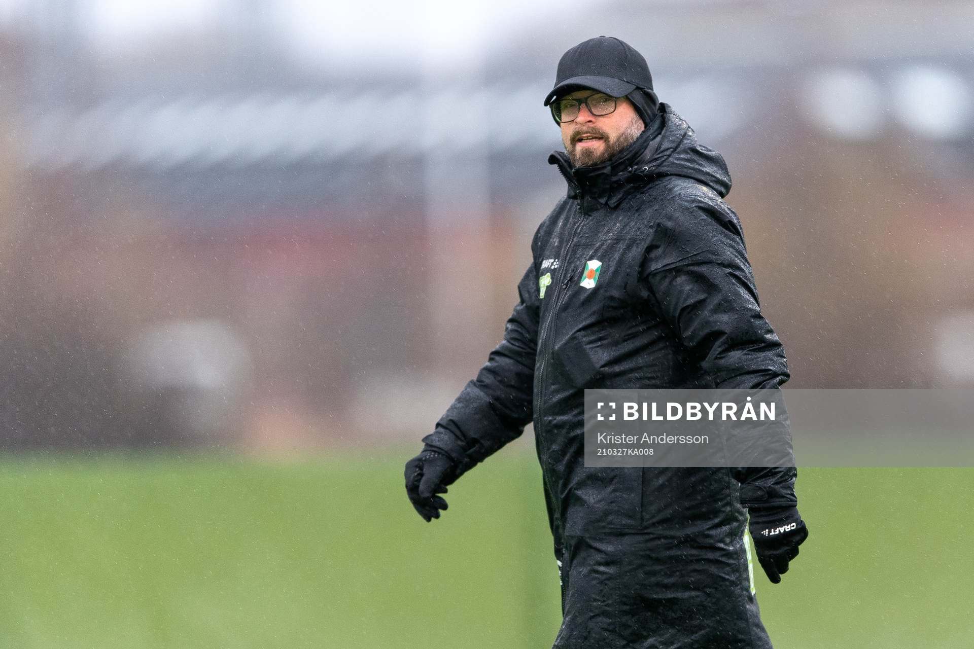 Varbergs tränare Joakim Persson före träningsmatchen i