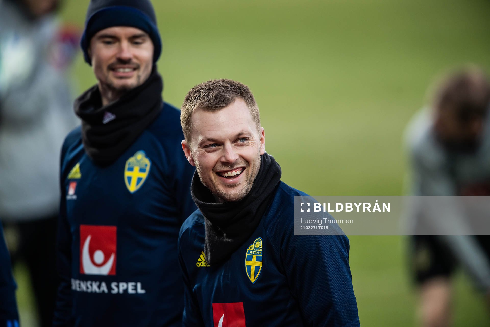 Mikael Lustig and Sebastian Larsson of the Swedish national