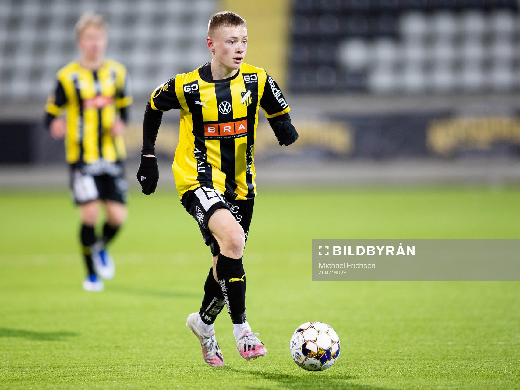 Häckens Oskar Ruuska under träningsmatchen i fotboll mellan Häcken och Degerfors den 27 mars 2021 i Göteborg. 