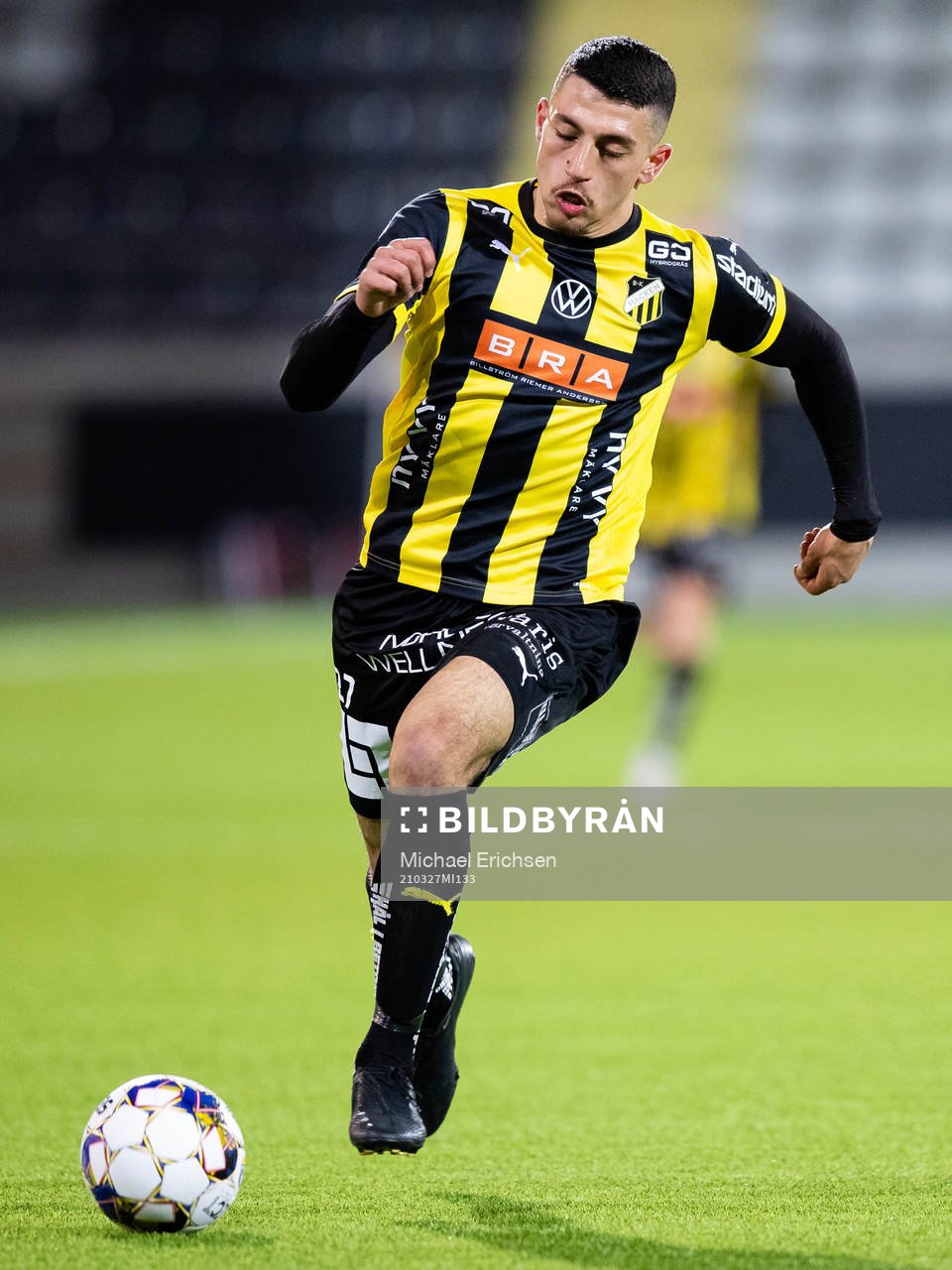 Häckens Leonardo Farah Sarin under träningsmatchen i fotboll mellan Häcken och Degerfors den 27 mars 2021 i Göteborg. 