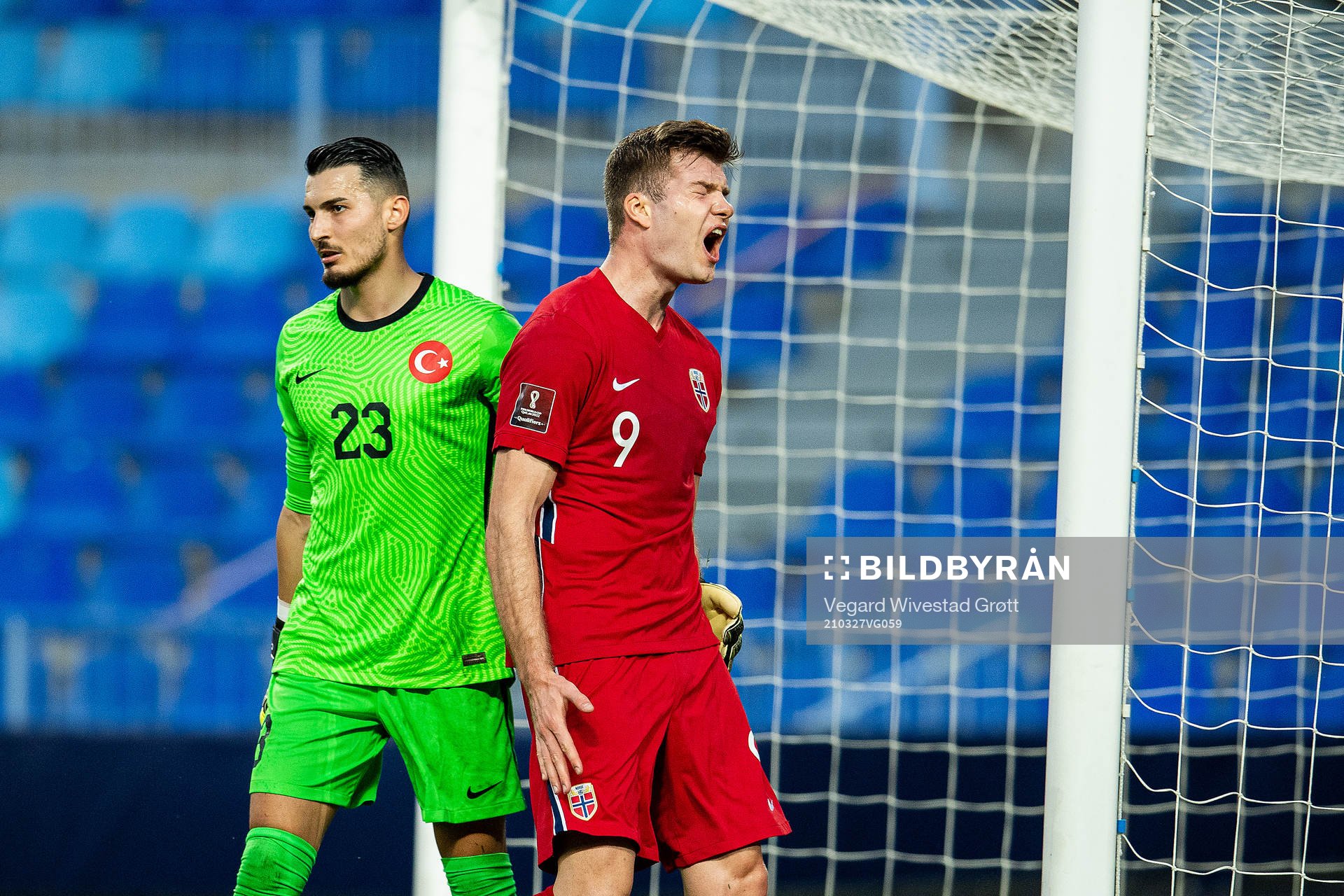 Alexander Sørloth of Norway looks dejected