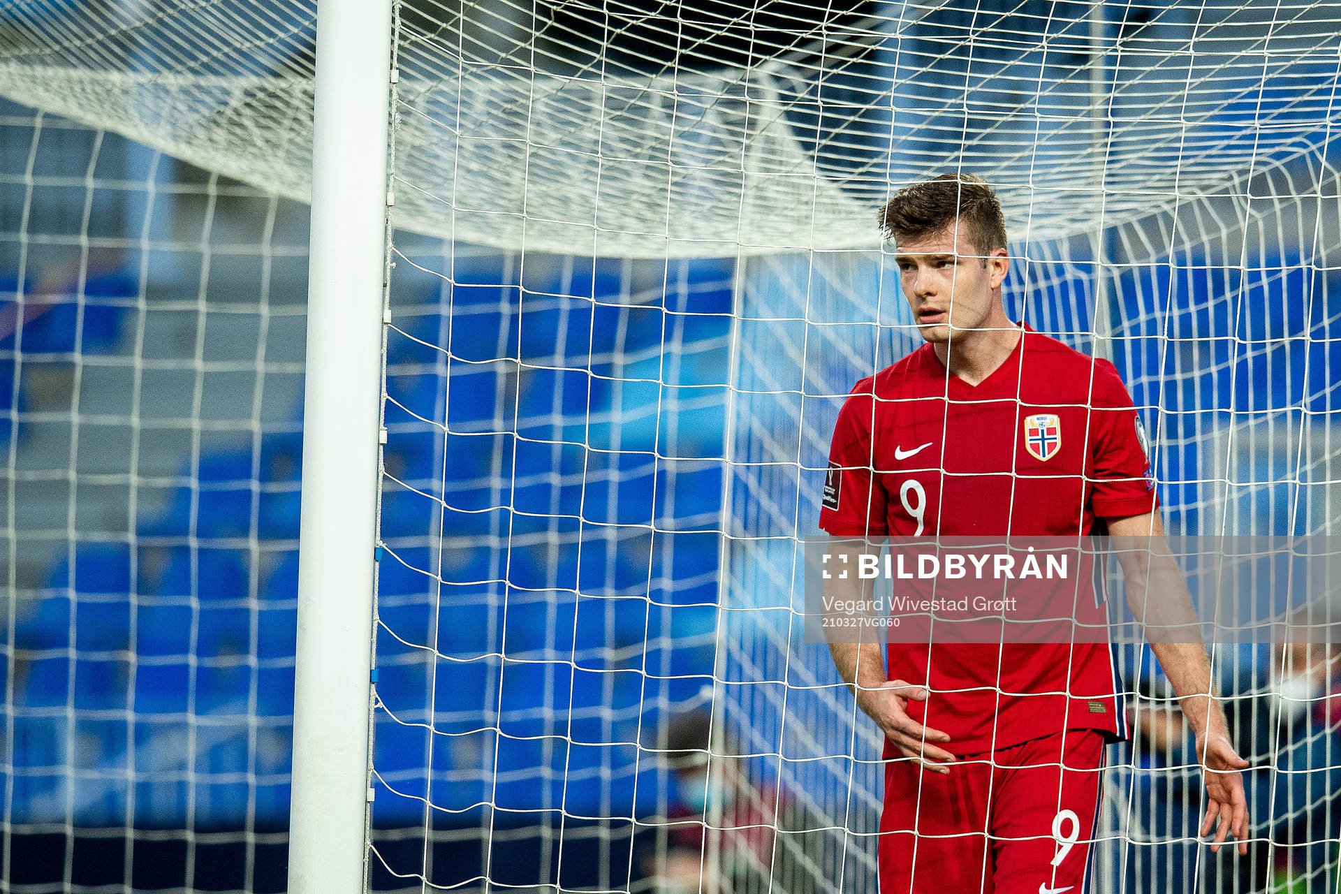 Alexander Sørloth of Norway looks dejected
