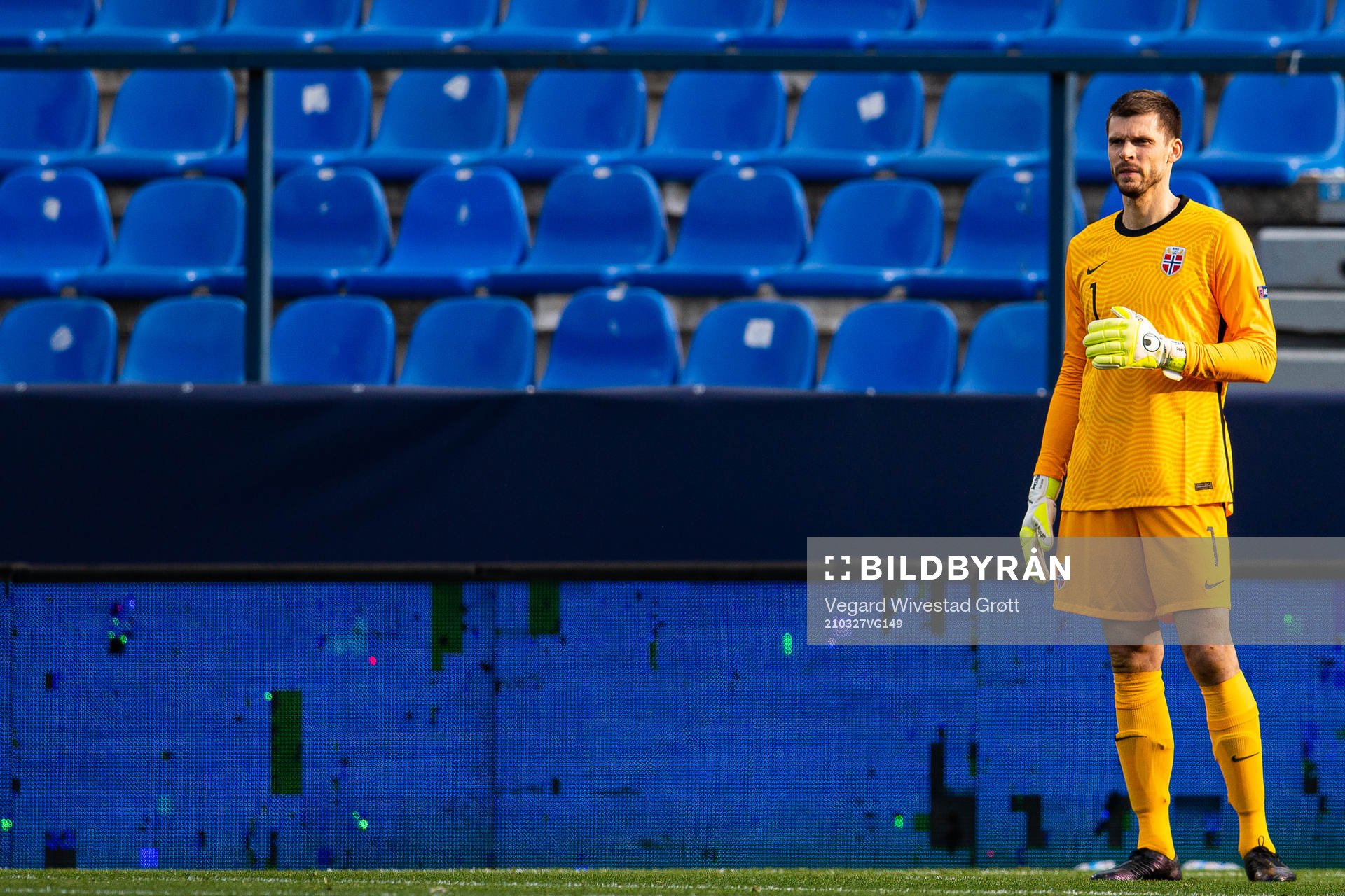 Goalkeeper Rune Almenning Jarstein of Norway looks dejected
