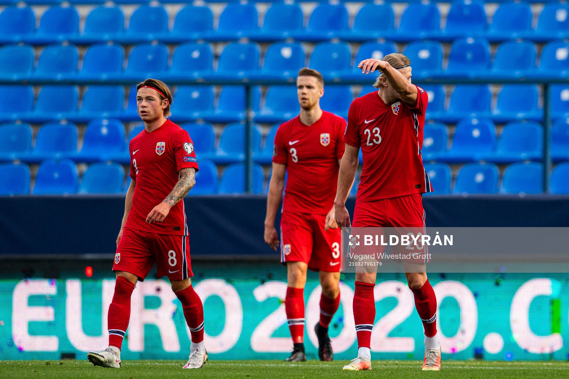 Patrick Berg, Kristoffer Ajer and Erling Braut Haaland look