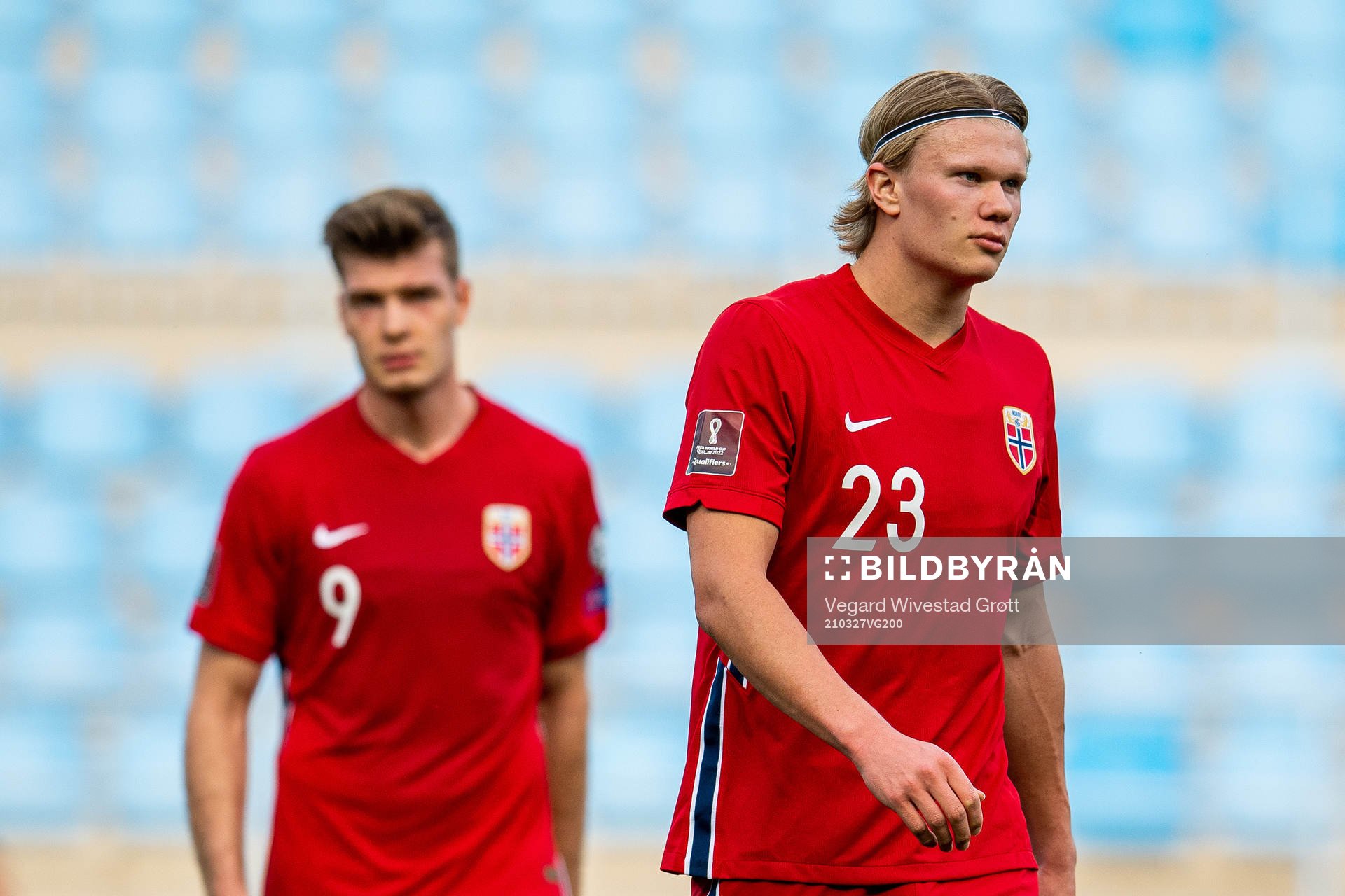 Alexander Sørloth and Erling Braut Haaland of Norway