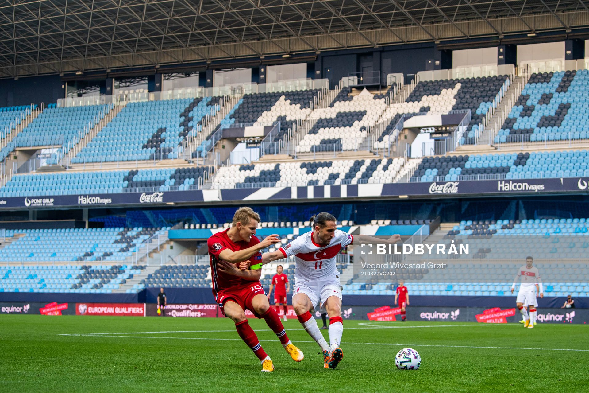 Martin Ødegaard of Norway and Yusuf Yazici of Turkey