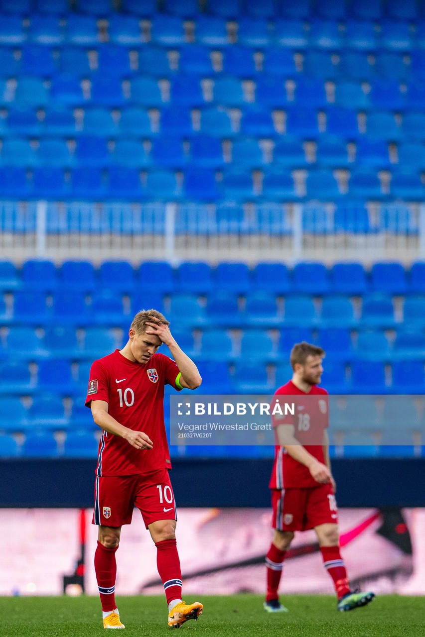 Martin Ødegaard of Norway looks dejected