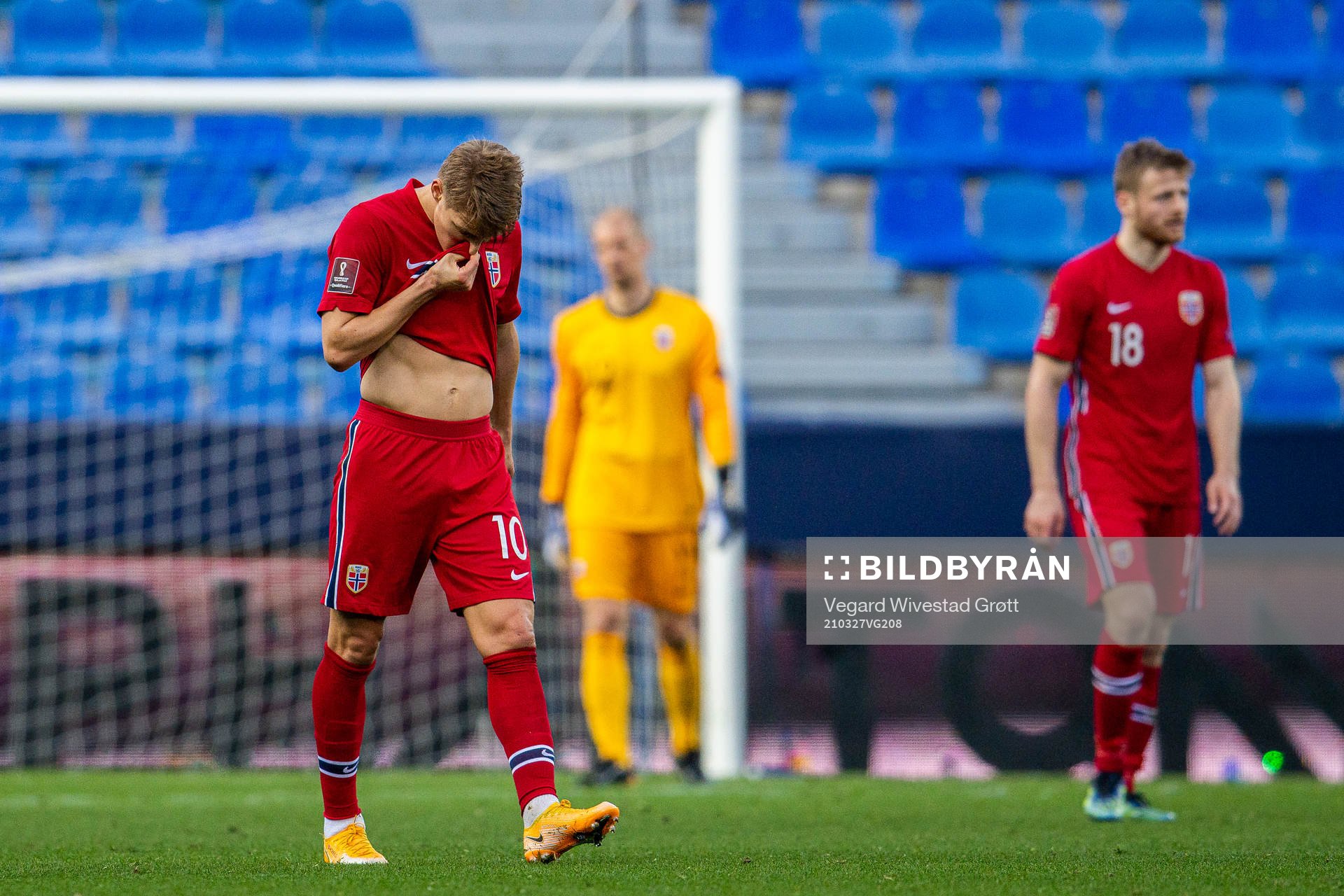 Martin Ødegaard of Norway looks dejected