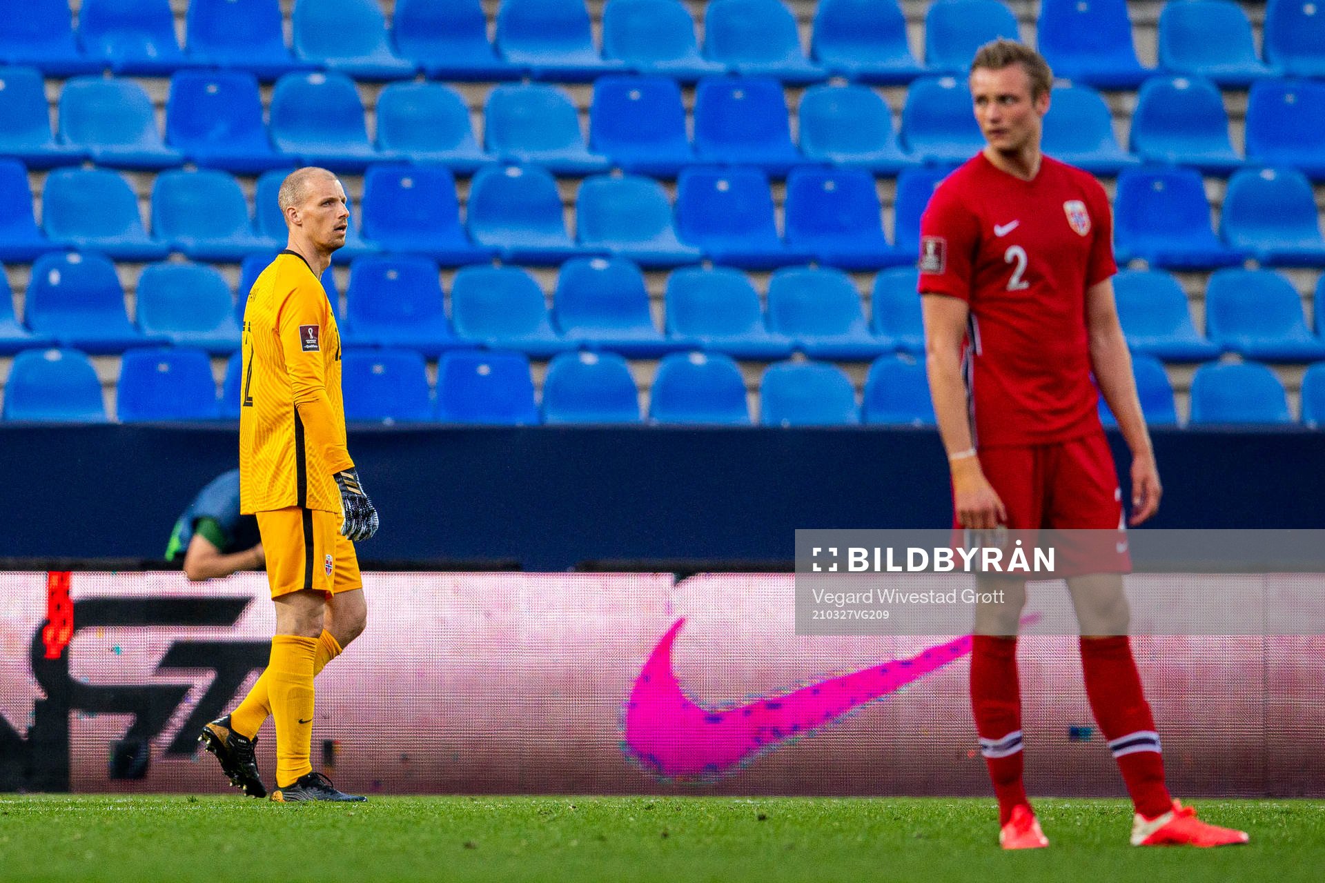 Goalkeeper André Hansen of Norway looks dejected